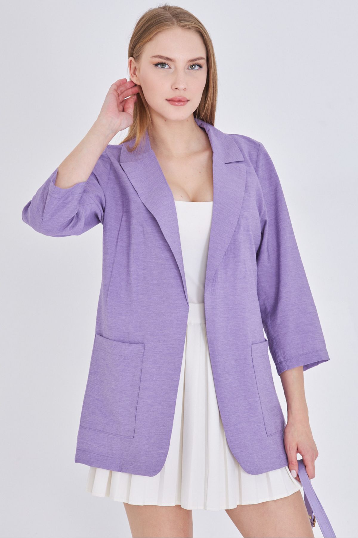 armonika Kadın Lila Cepli Oversize Ceket ARM-25Y001064