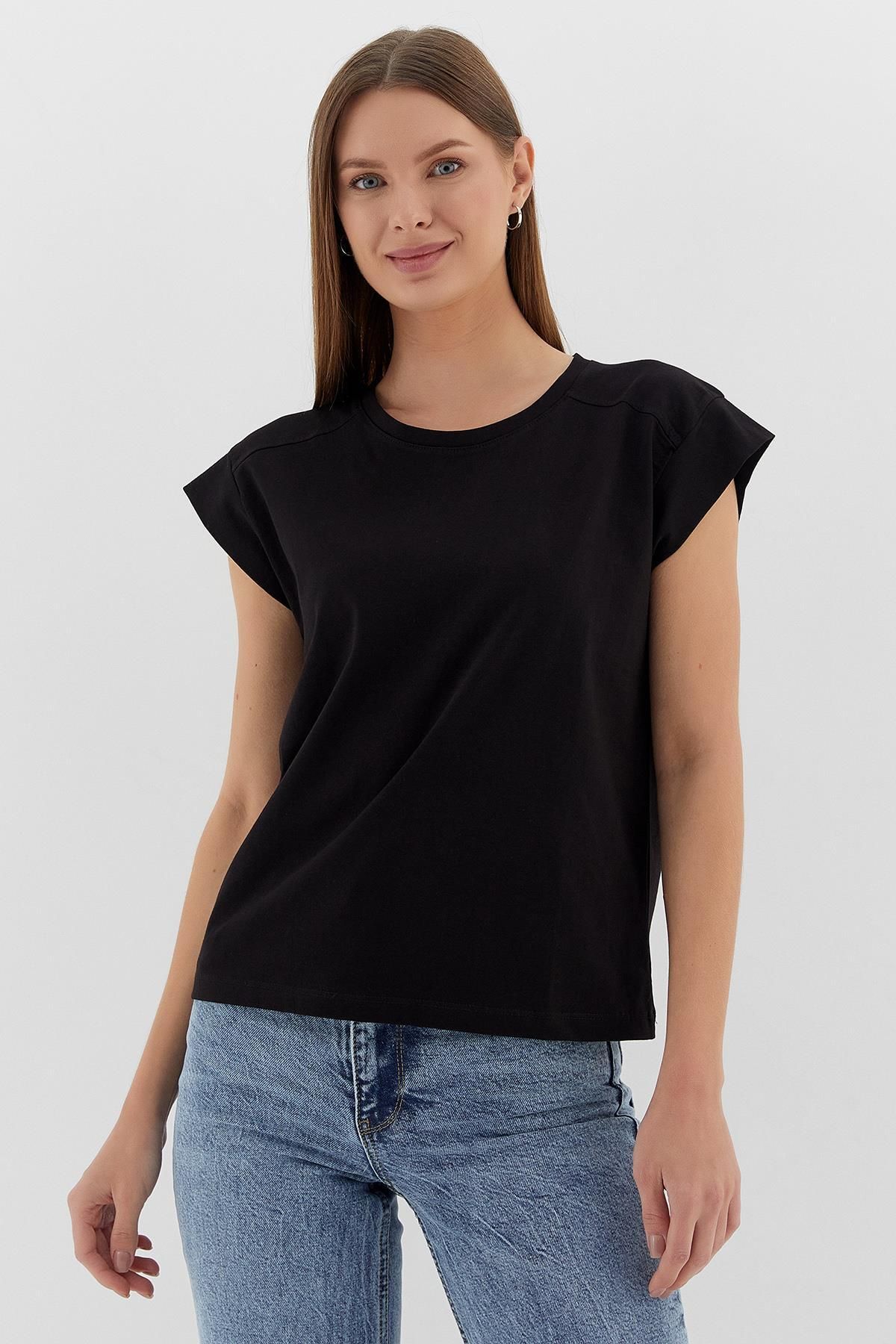 Shopping Shop Basic Tshirt SIYAH