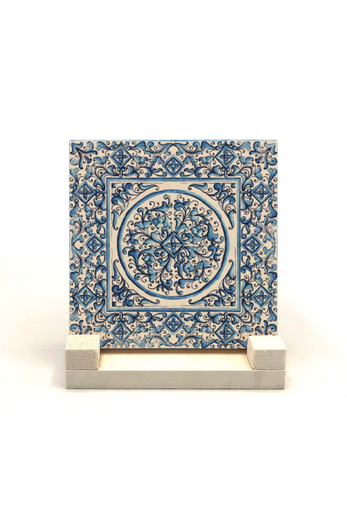 Souvenest İtalyan Deseni Baskılı Doğaltaş Masaüstlük 10x10 Kd-74
