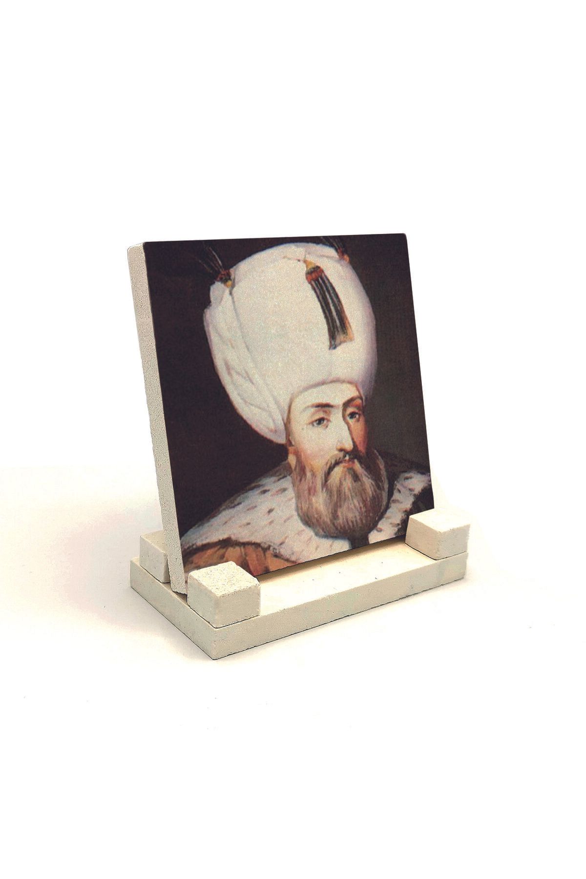 Souvenest Kanuni Sultan Süleyman Baskılı Doğaltaş Masaüstlük (10x10 KRT-92)