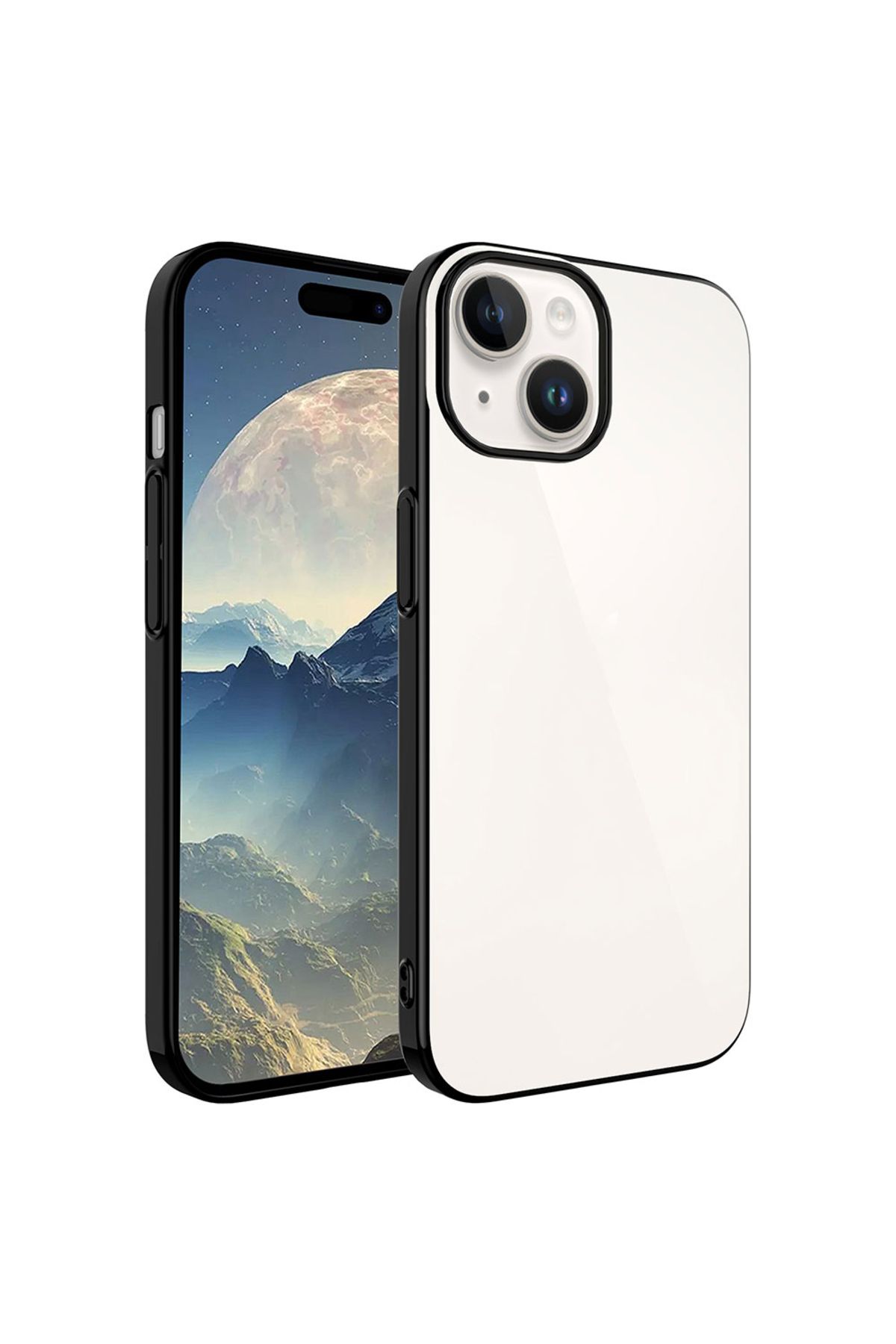 halkhouse İphone 15 Plus Kılıf Sert PC Renkli Çerçeveli Şık Riksos Kapak