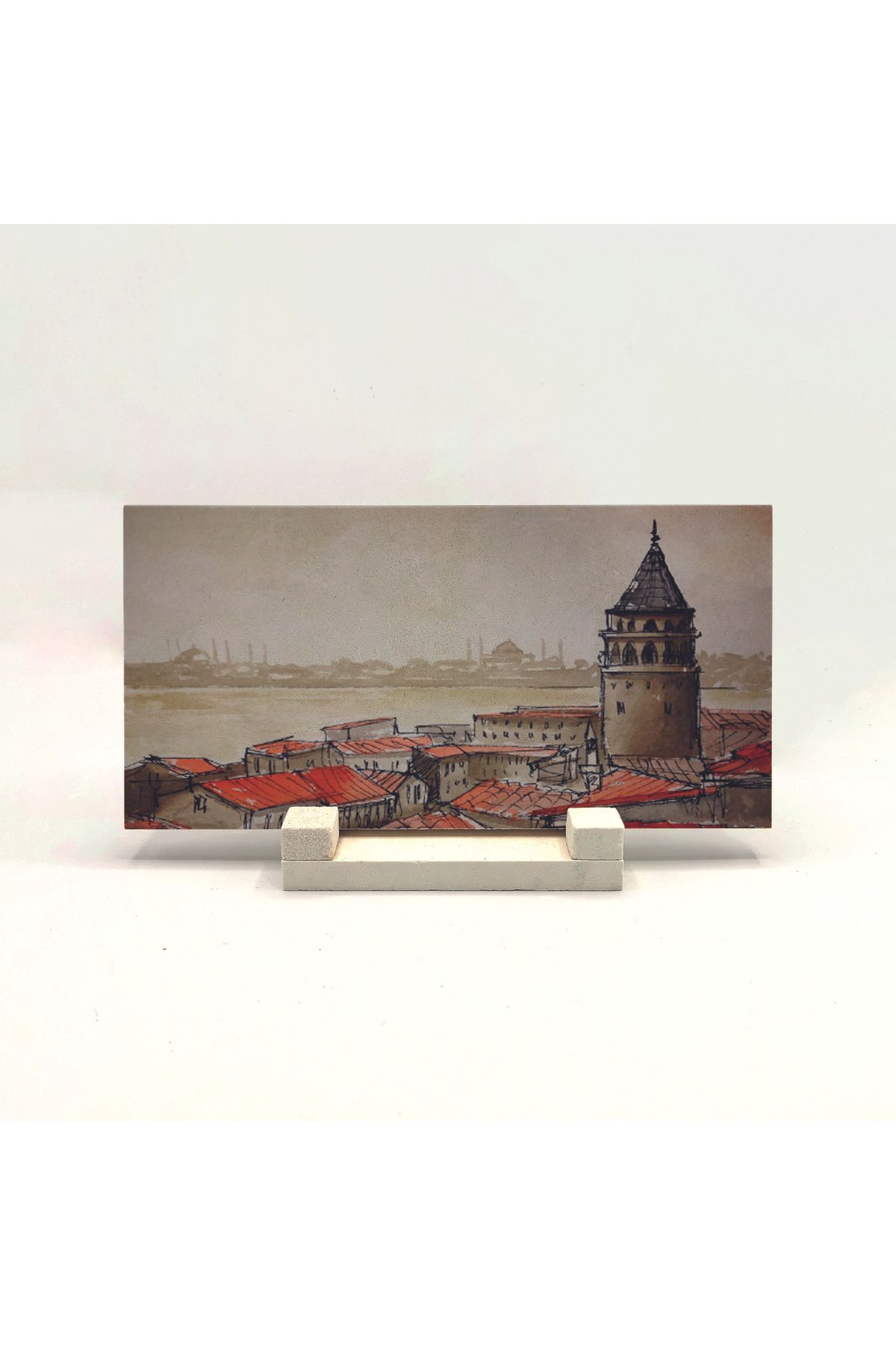 Souvenest Galata Kulesi Baskılı Doğaltaş Masaüstlük 10x20 Drt-2