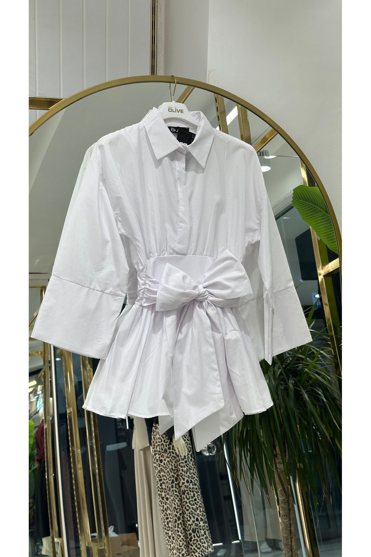 She Olive Belden Fiyonk bağlamalı tunik