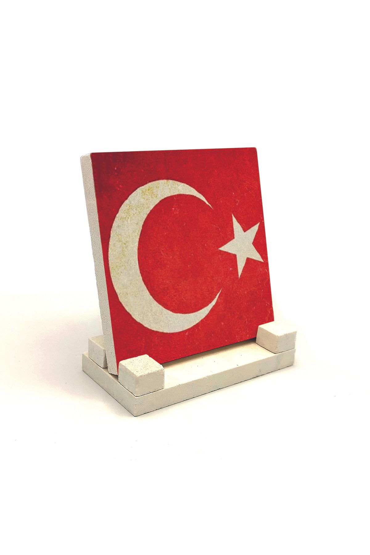 Souvenest Türkiye Bayrağı Baskılı Doğaltaş Masaüstlük 10x10 Krt-98