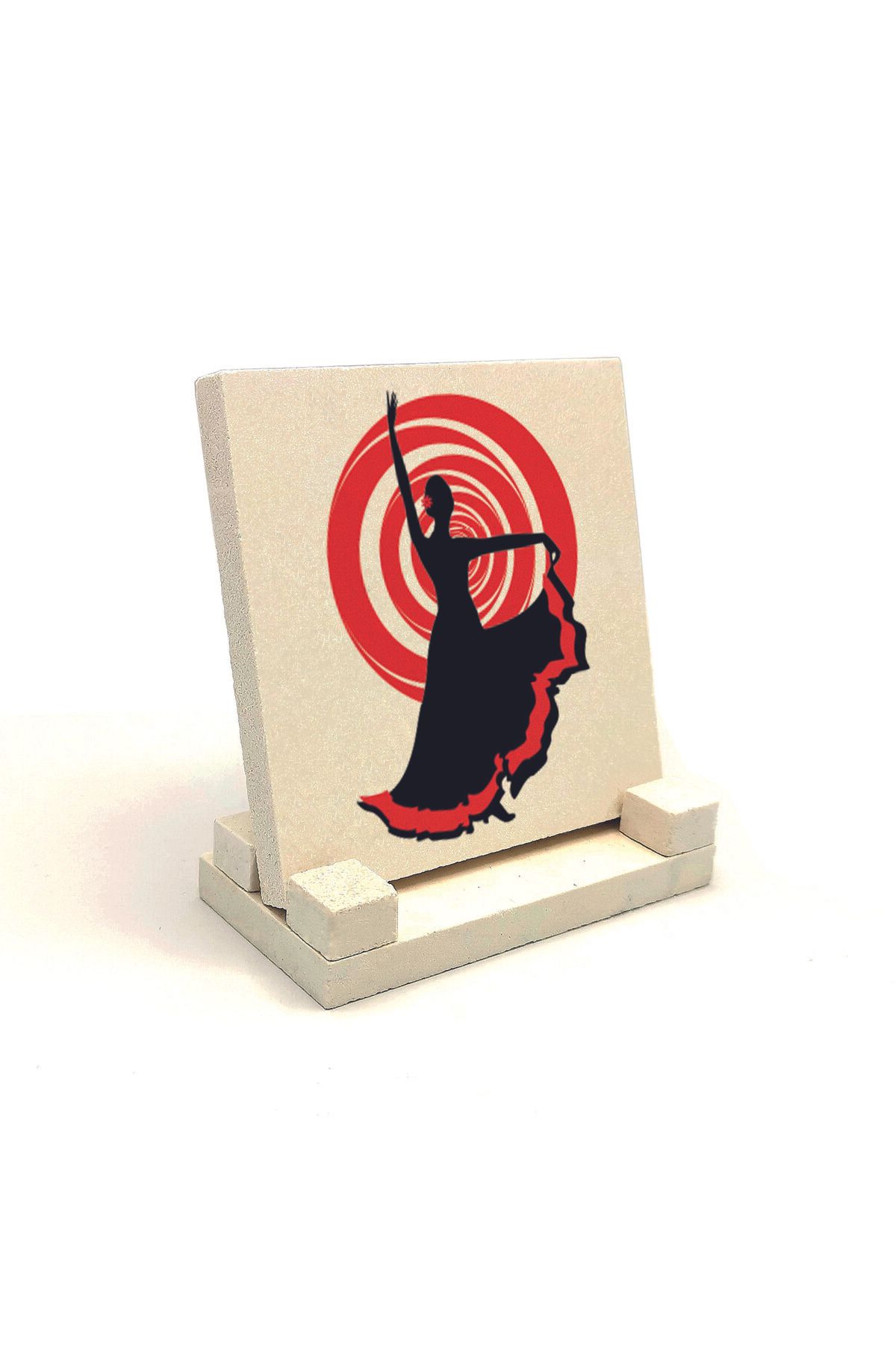 Souvenest Ispanyol Flamenko Dansçısı Baskılı Doğaltaş Masaüstlük 10x10 KRG-63