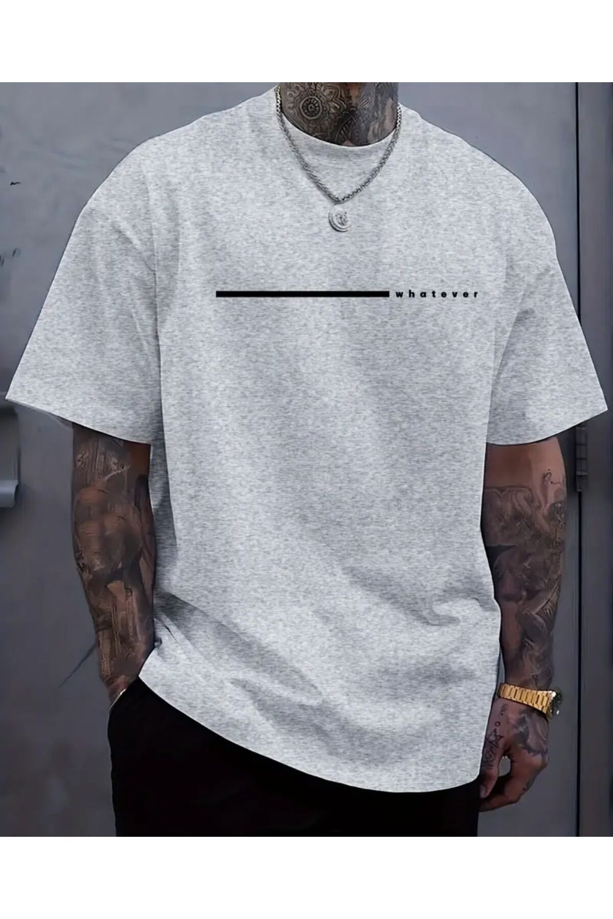 warn Whatever Yazı Detaylı Basic T-Shirt