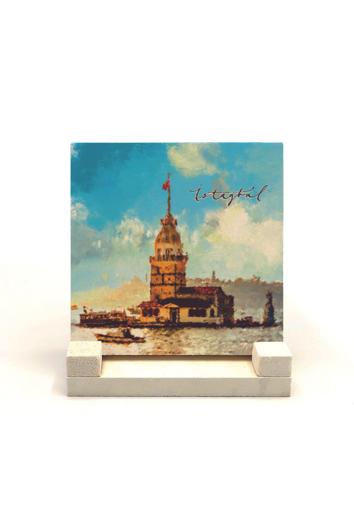 Souvenest Kız Kulesi Baskılı Doğaltaş Masaüstlük 10x10 Krt-18
