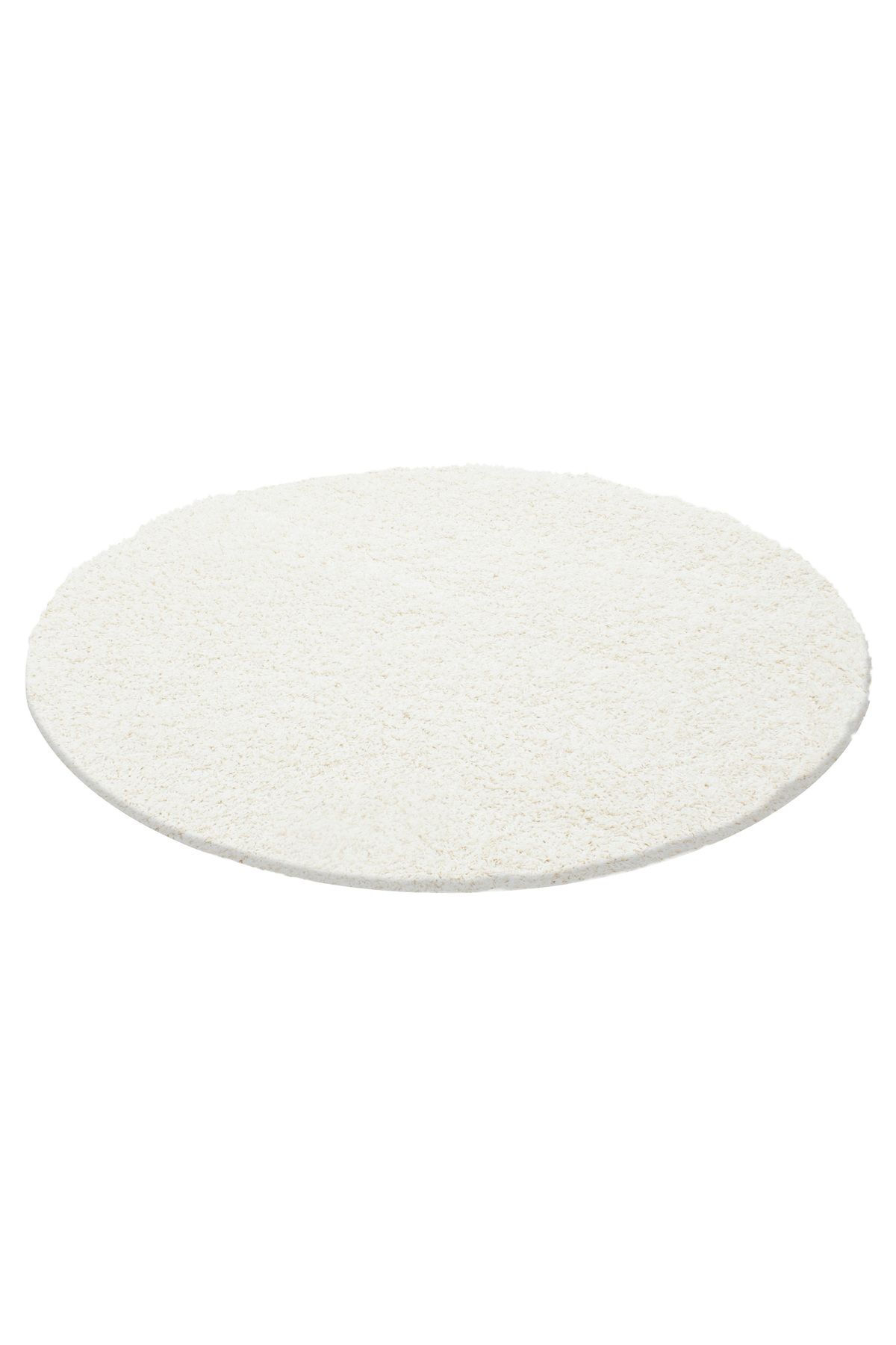 Karpetica Yuvarlak Shaggy Halı 30 mm uzun ve yüksek tüylü düz Krem rengi Dokuma Halı