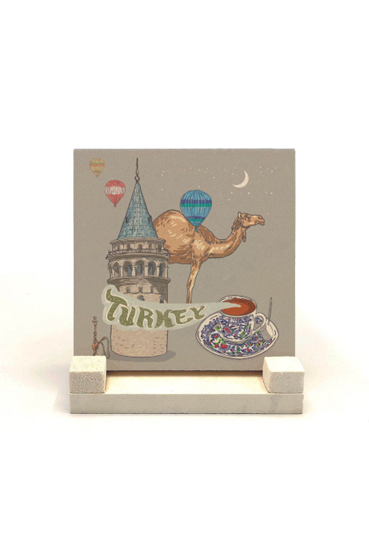 Souvenest Galata Kulesi Baskılı Doğaltaş Masaüstlük 10x10 Krt-26