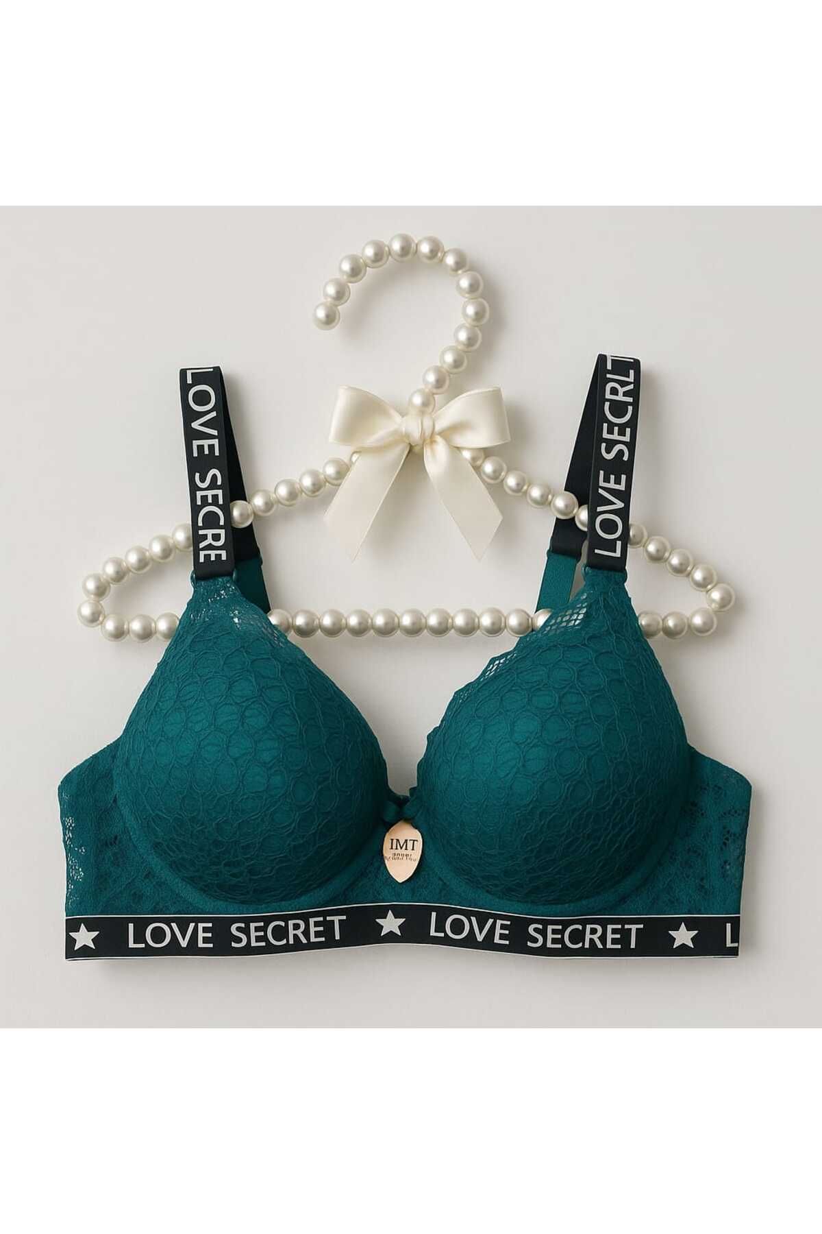 gigigiyim Love Secret Yazılı Desteksiz C Cup Sütyen Yeşil
