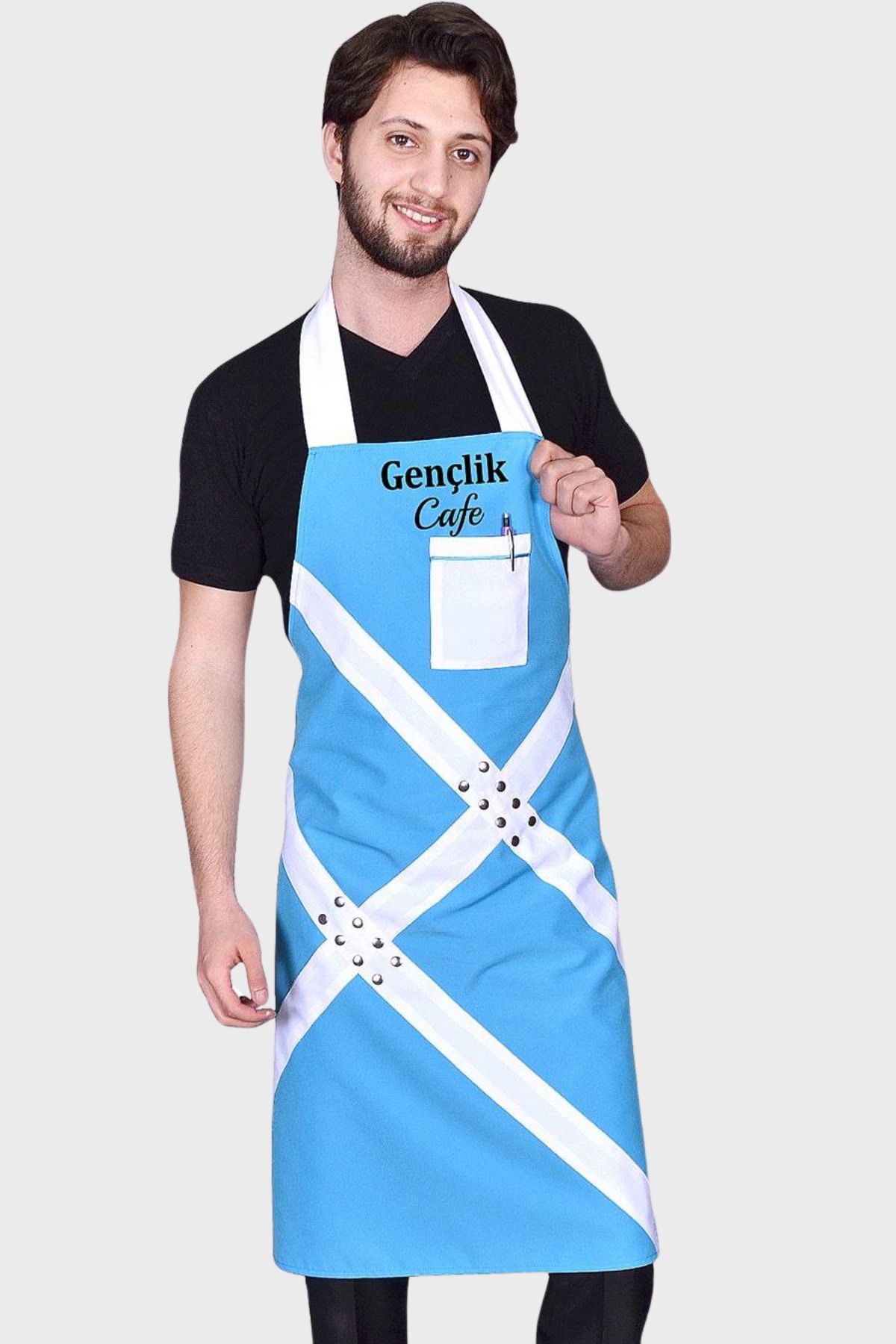 Üniformanya İsim Hediyeli Kişiye Özel Boyundan Mutfak Şef Aşçı Garson Cafe Restaurant Servis Barista Önlüğü