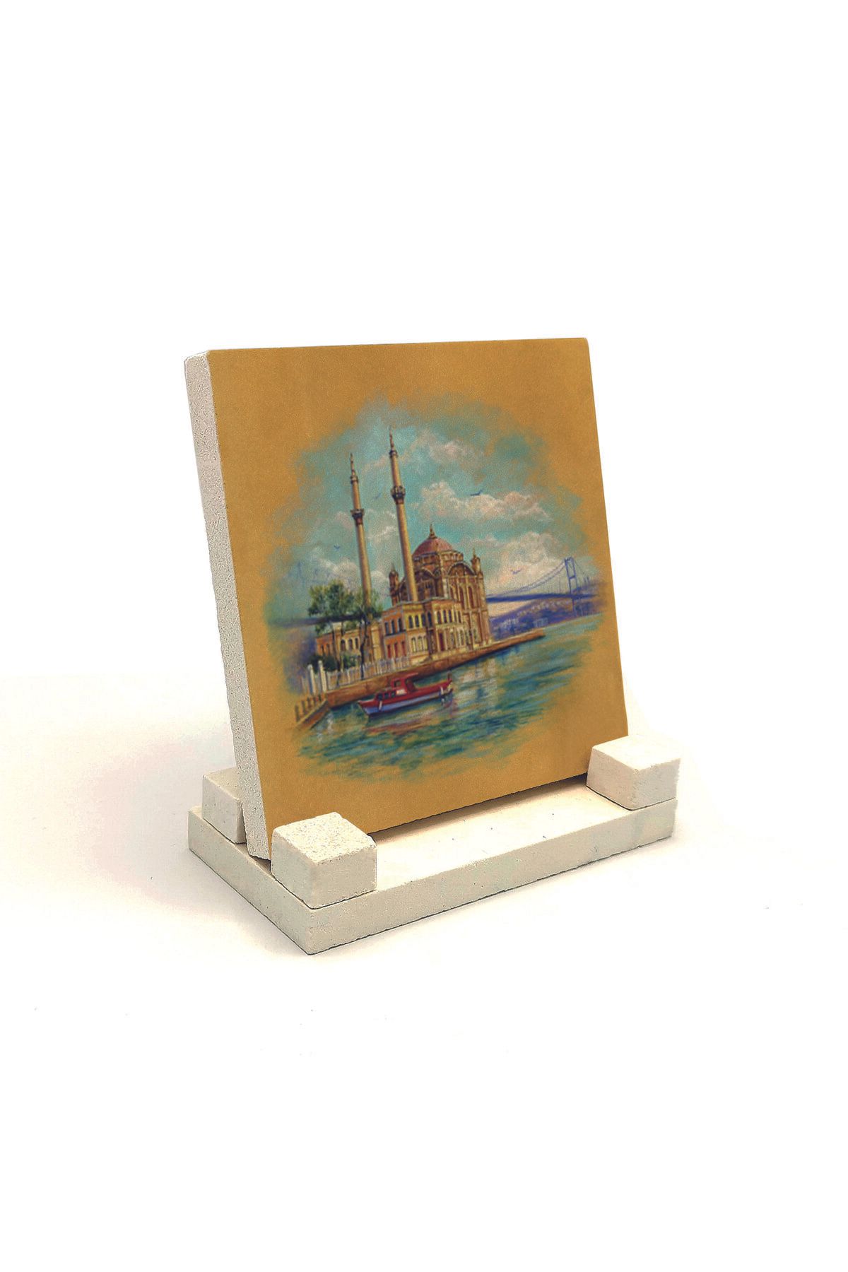 Souvenest Ortaköy Camii Baskılı Doğaltaş Masaüstlük 10x10 KRT-36