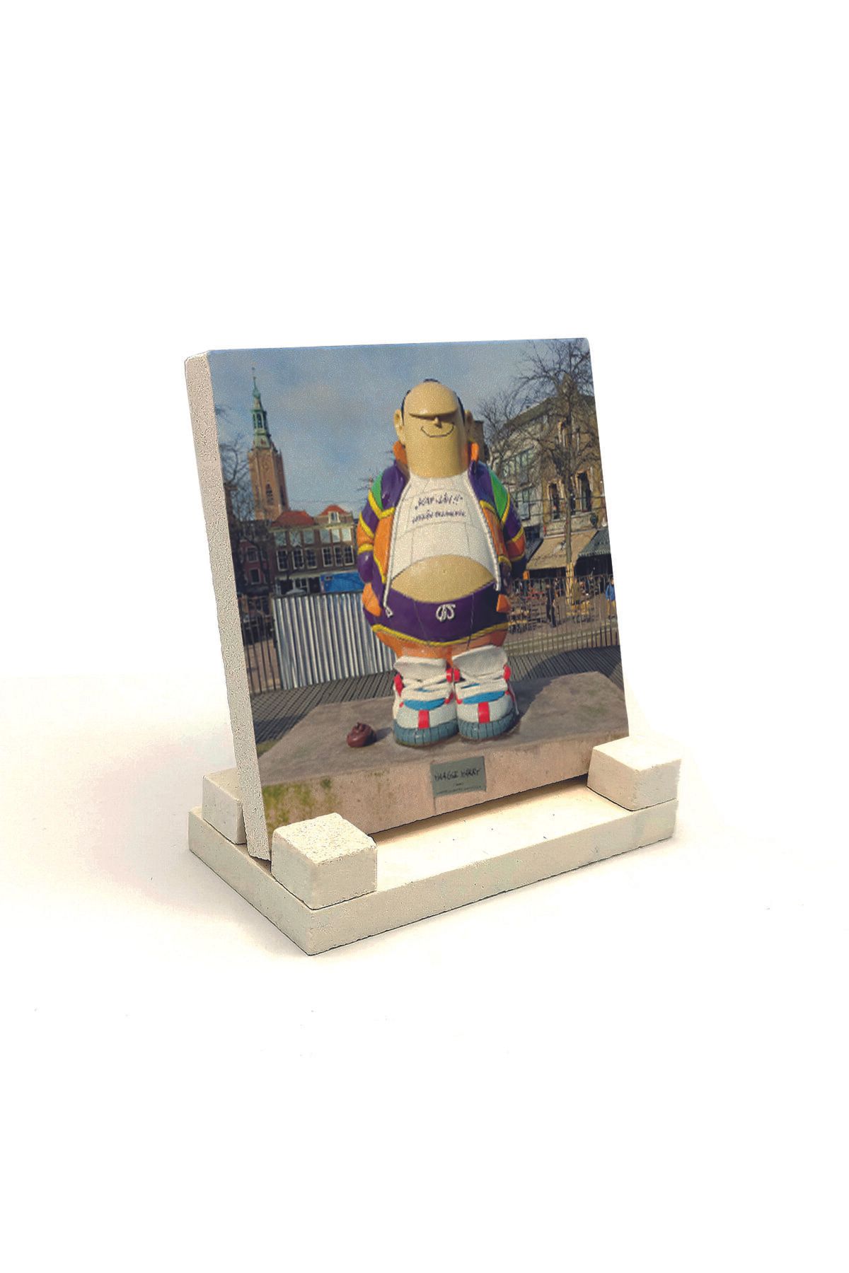 Souvenest Haagse Harry Hollanda Çizgiroman Karakteri Baskılı Doğaltaş Masaüstlük 10x10 KRG-42