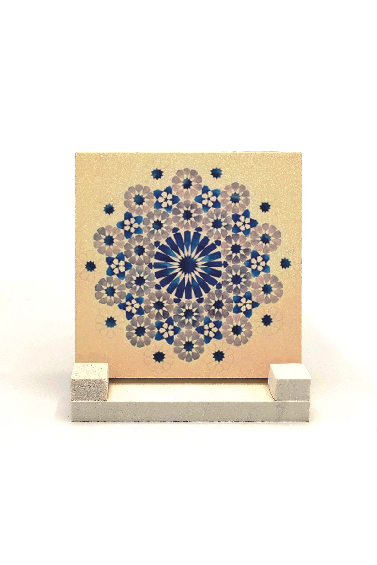 Souvenest Geometrik Desen Baskılı Doğaltaş Masaüstlük 10x10 Kd-62
