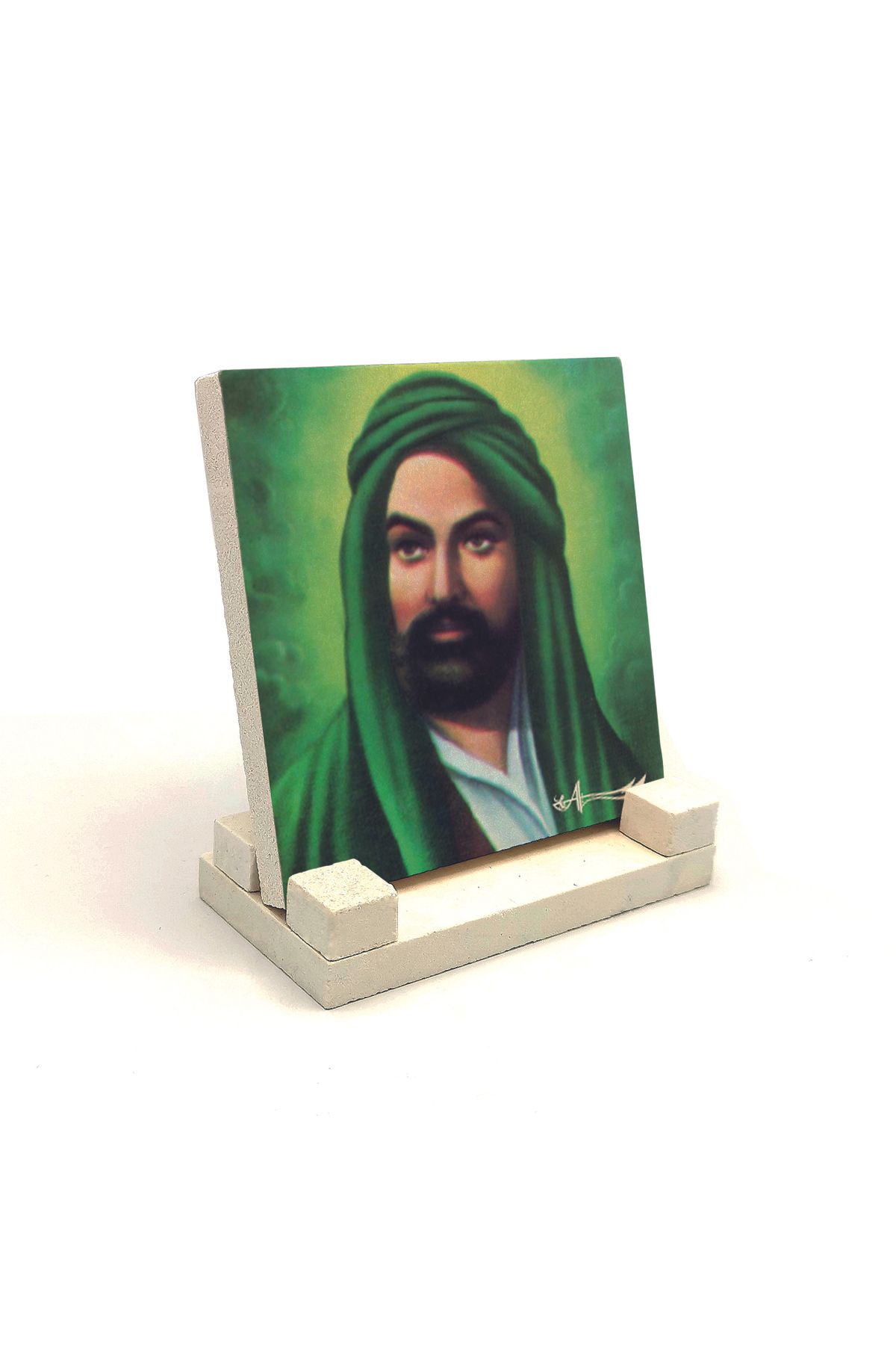 Souvenest Hz. Ali Tasviri Baskılı Doğaltaş Masaüstlük 10x10 Krg-83