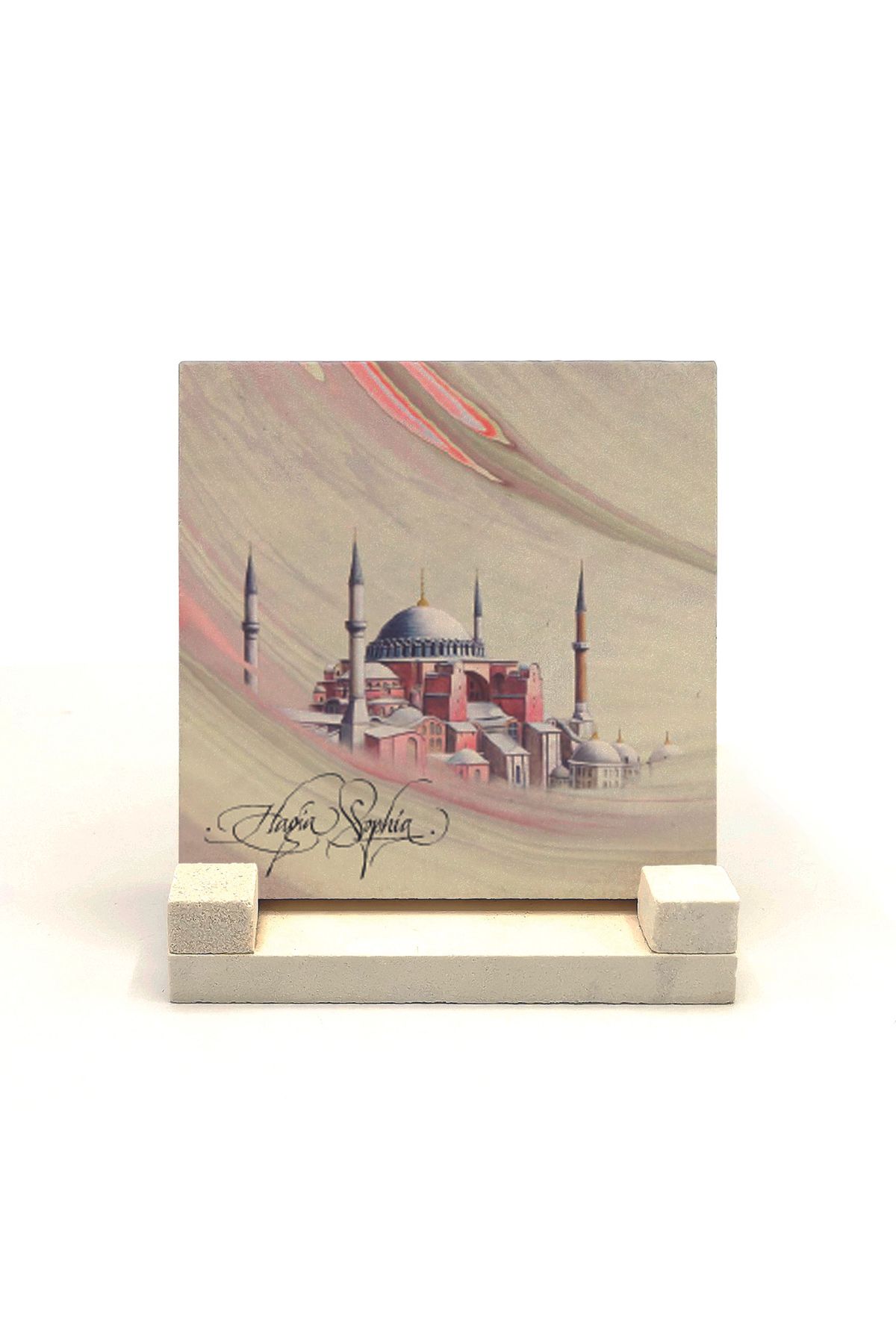 Souvenest Ayasofya Camii Baskılı Doğaltaş Masaüstlük 10x10 Krt-2