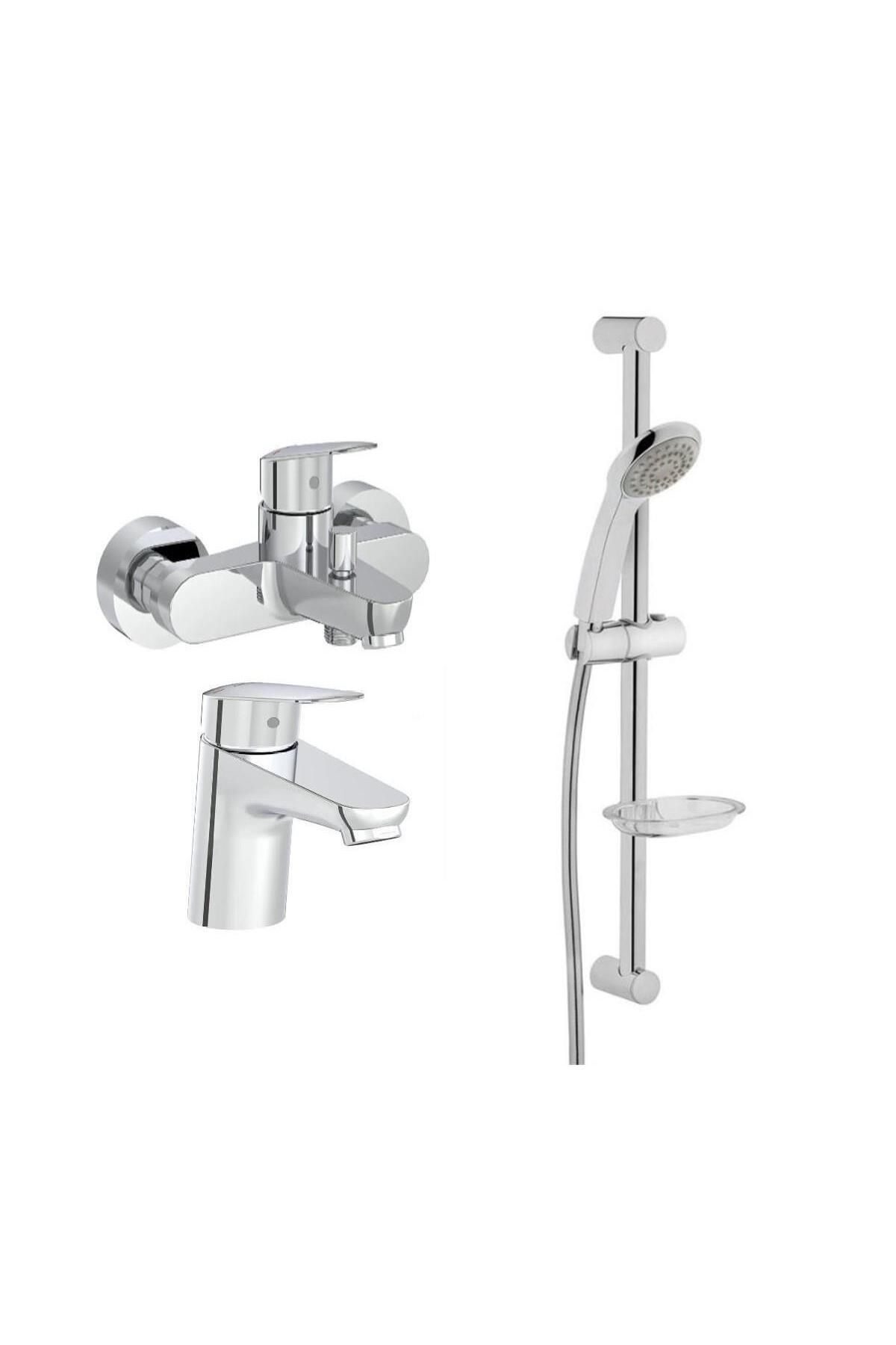 Artema Flow Round Lavabo Banyo Batarya Artema Solo C Sürgülü Krom El Duşu Seti