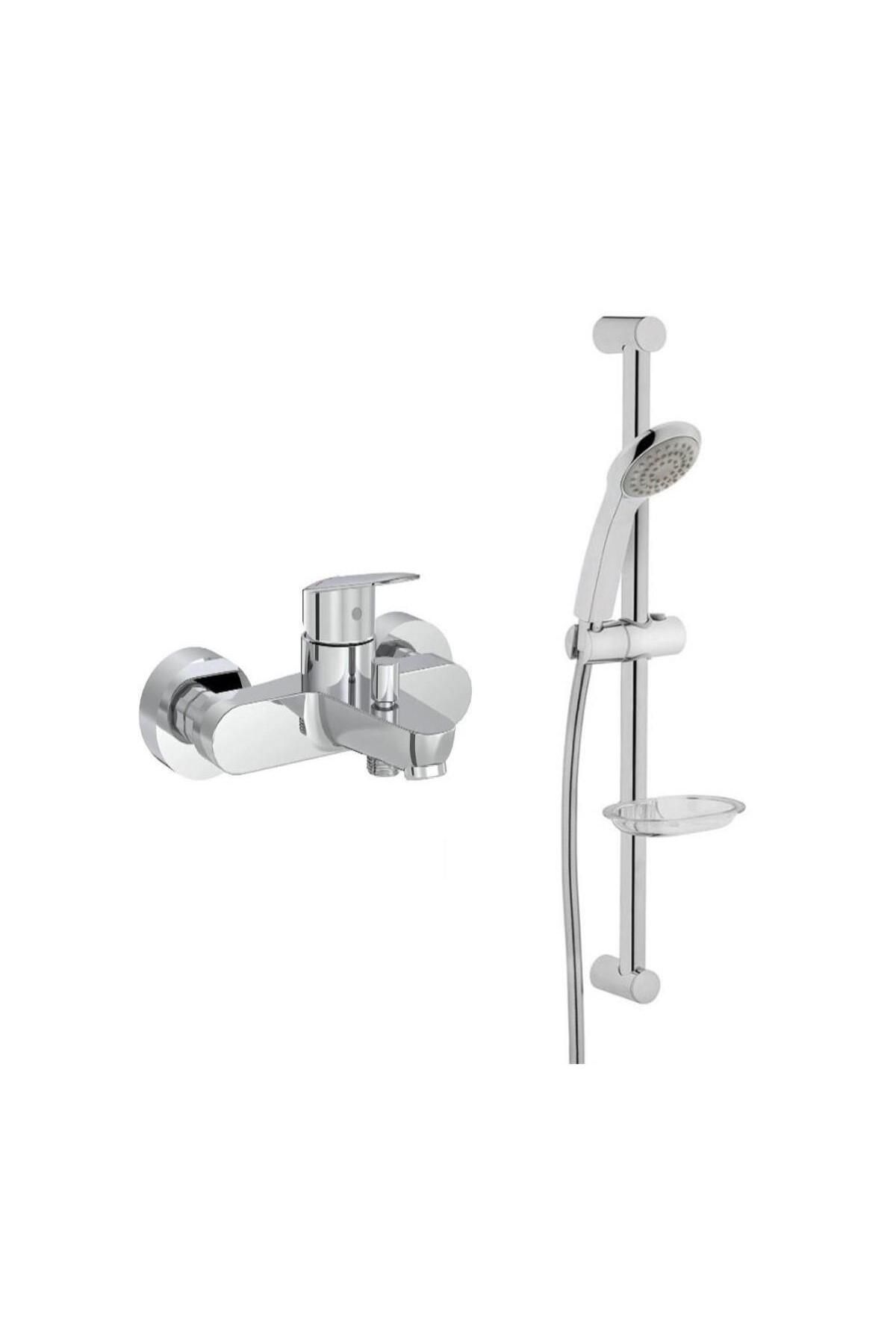 Artema Flow Round Banyo Batarya Artema Solo C Sürgülü Krom El Duşu Seti