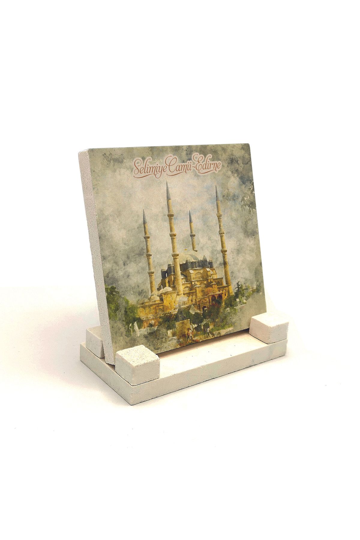Souvenest Edirne Selimiye Baskılı Doğaltaş Masaüstlük 10x10 Krt-163