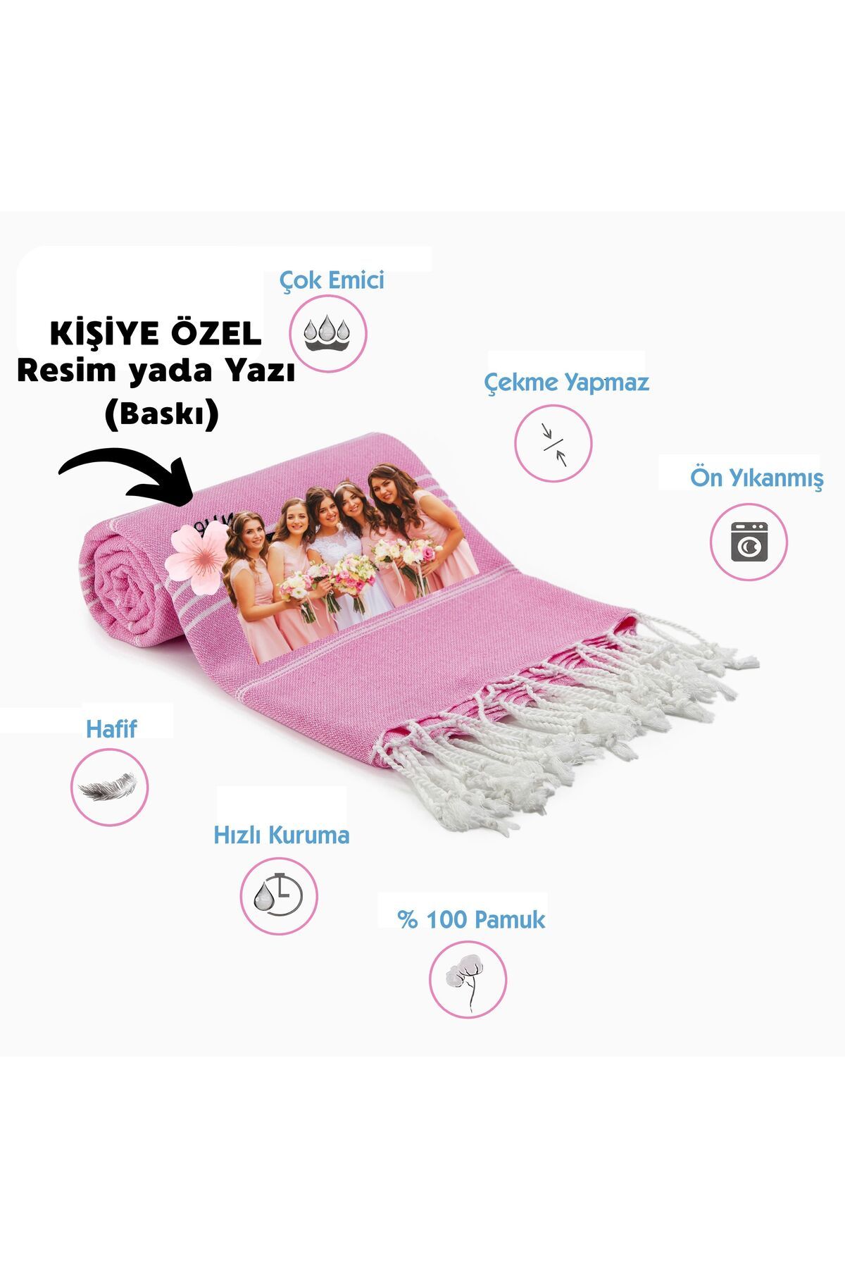 CHIMARIVA Kişiye Özel Sultan Desenli Baskılı Peştemal – İsim Yazılı Oversize Türk Plaj Havlusu – Banyo Havlusu
