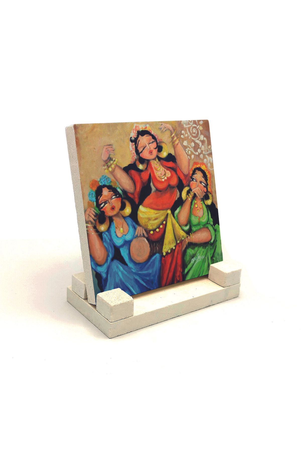 Souvenest Dans Eden Oryantal Kadınlar Baskılı Doğaltaş Masaüstlük 10x10 Krg-145