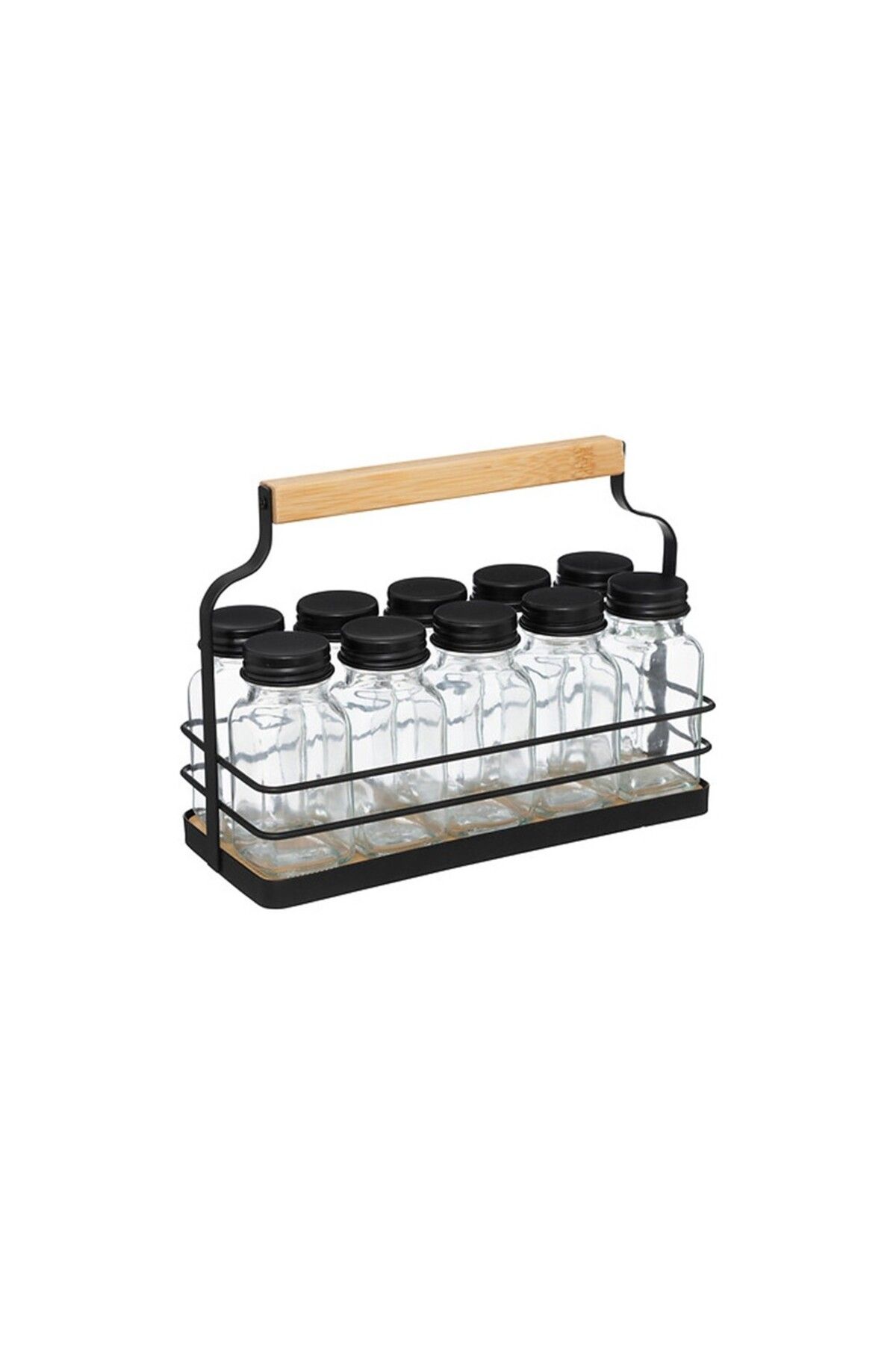 5 five simply smart-Set de 10 recipiente Gortex, pentru condimente, în suport, sticlă, metal negru, 21,5 x 9 x Î 16 cm 1