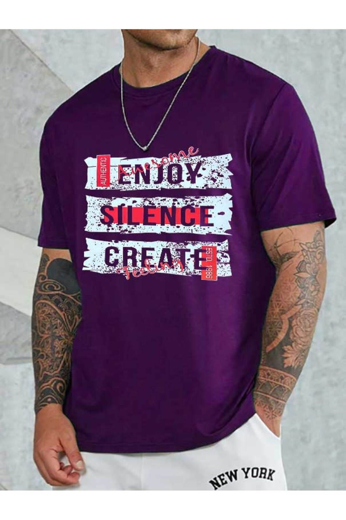 Hunors Sportswear & Company Enjoy Baskılı Unisex Bisiklet Yaka Tshirt