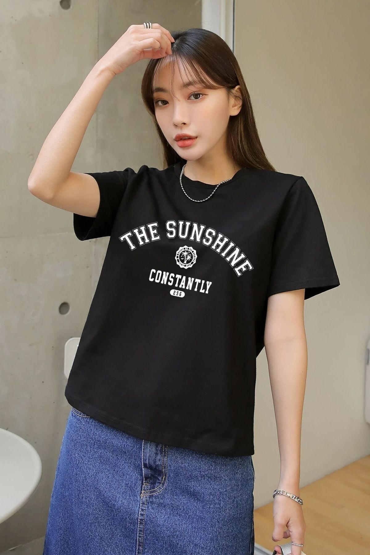 Boi Kadın The Sunshine Baskılı Tasarım Tshirt Oversize Salaş