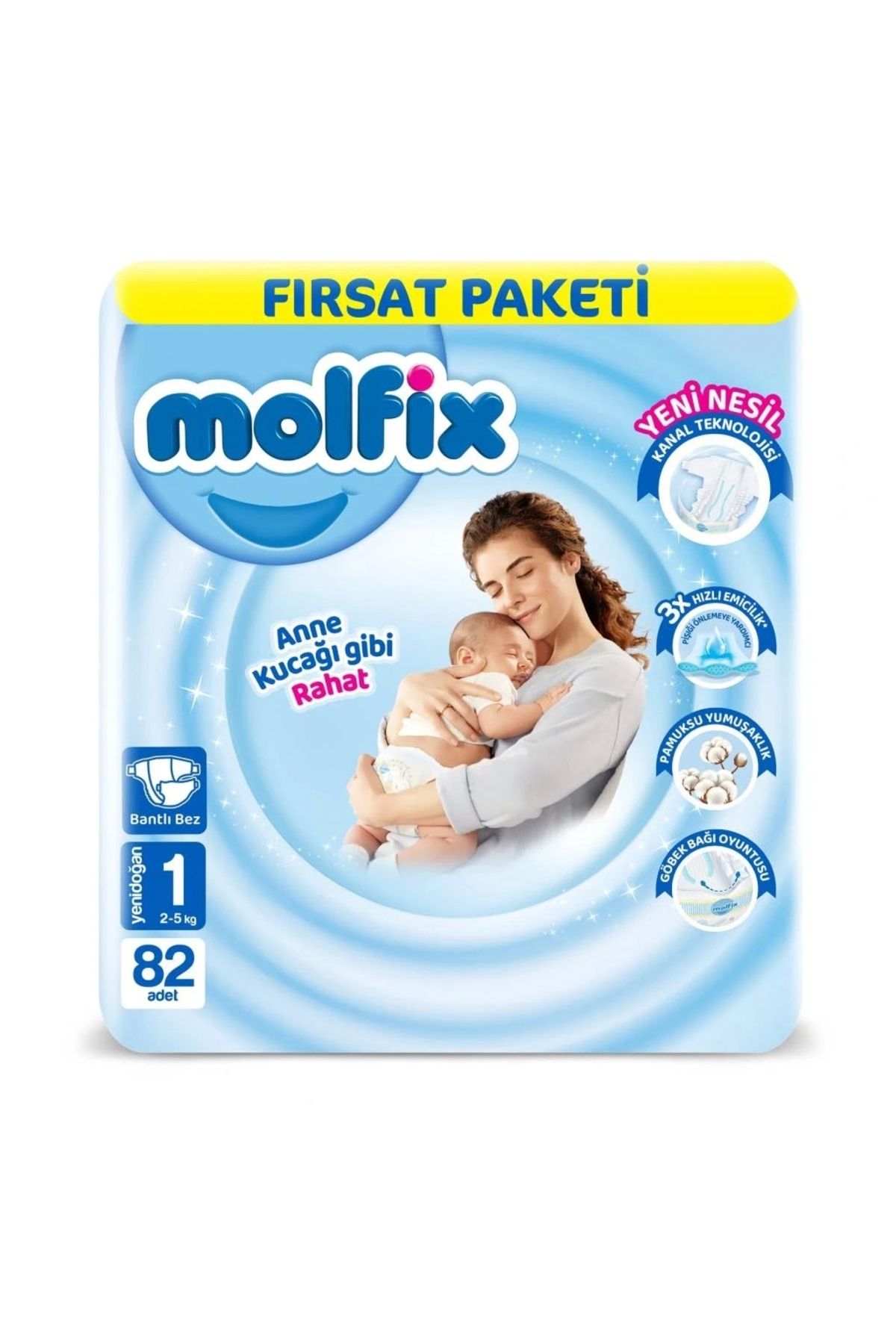 OurStyles Molfix Bebek Bezi Fırsat Paketi 1 Beden 2-5 Kg 82 Adet