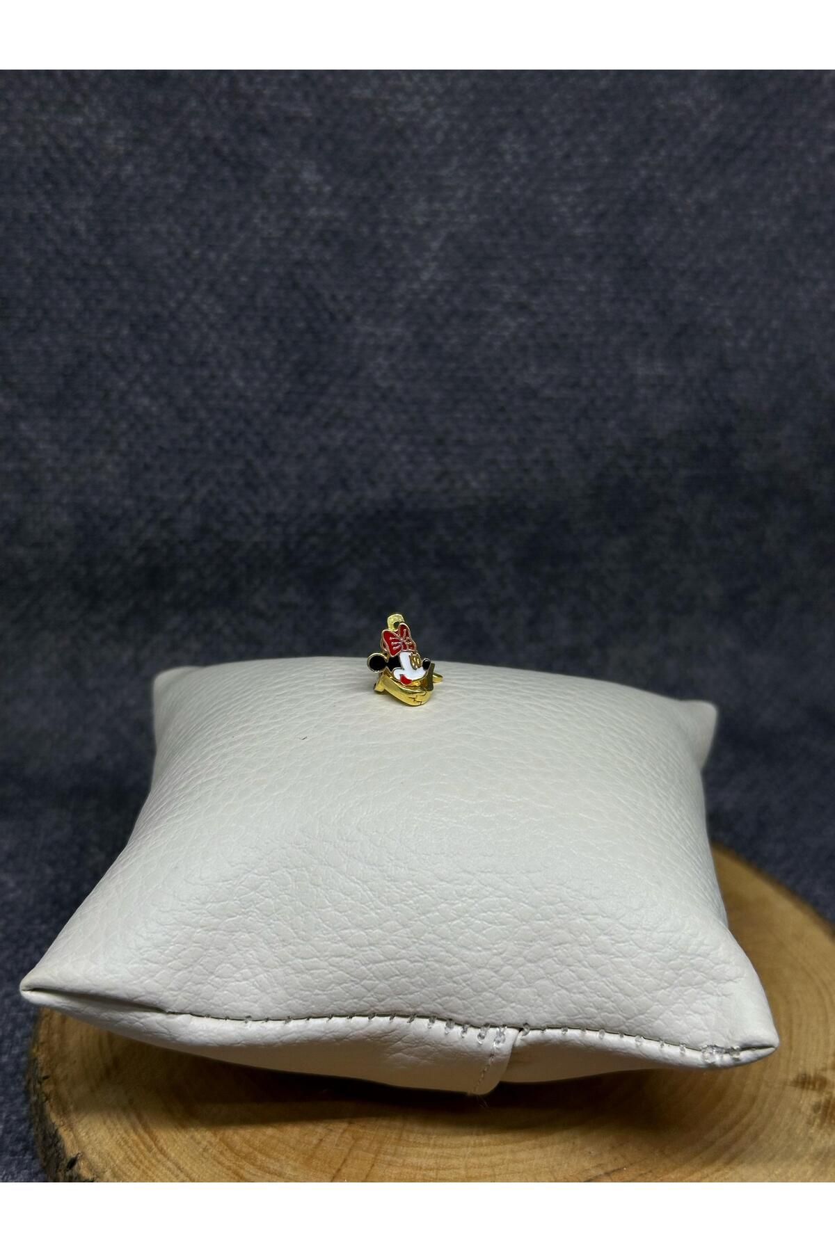 Değerli Gümüş 925 Ayar Mineli Mickey Mouse Figürlü Gümüş Küpe