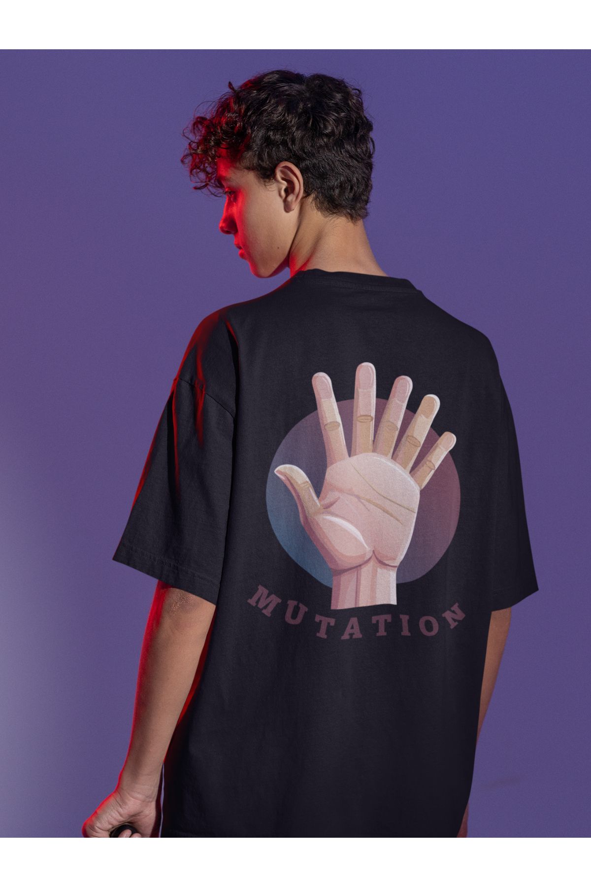 Uniquetex NUBENSE / TİMUT - Oversize Unisex Baskılı Siyah Bisiklet Yaka T-shirt (Tişört - Scientific Design)