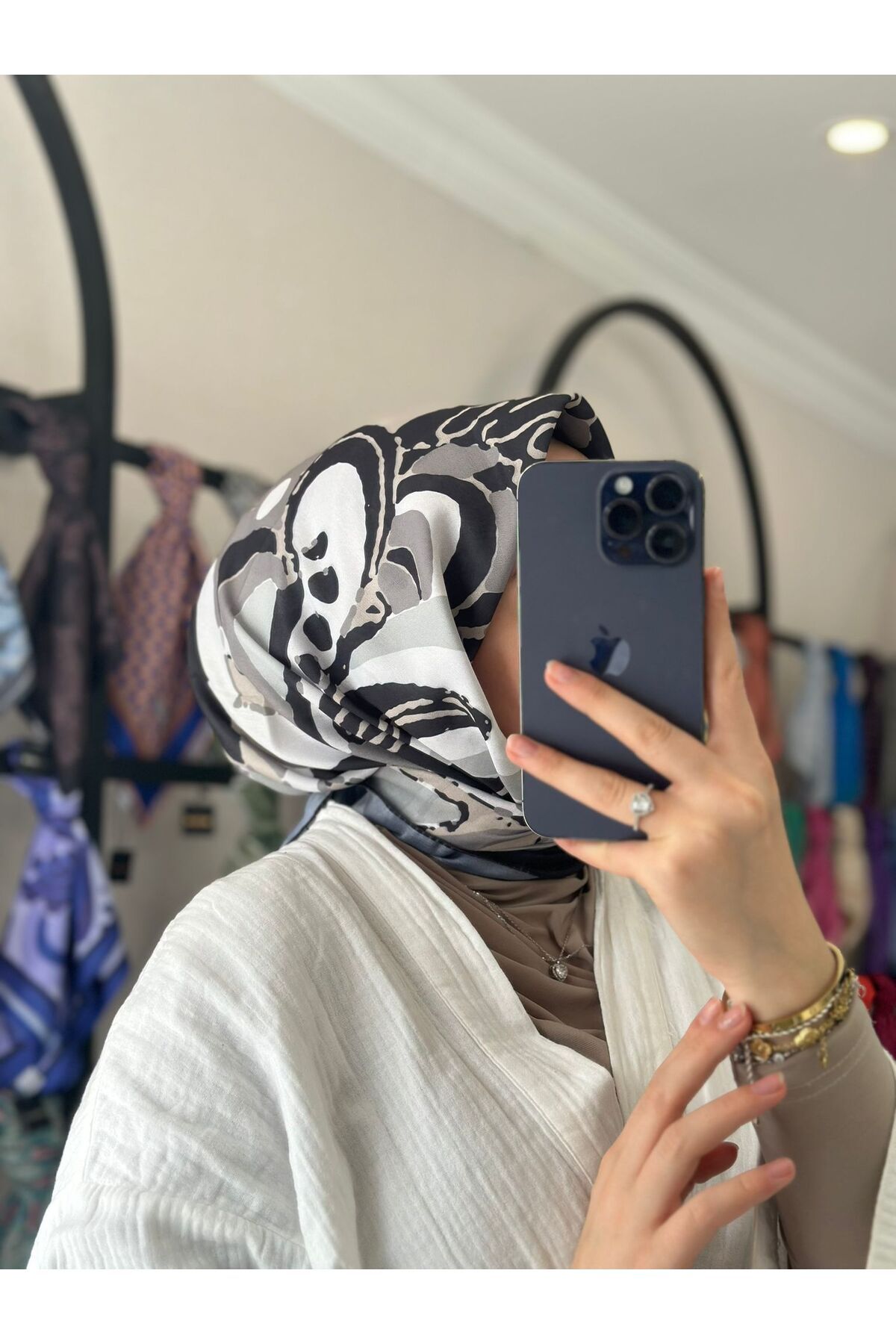 MONOOR LAVİNYA DESEN PAMUKLU SOFT EŞARP