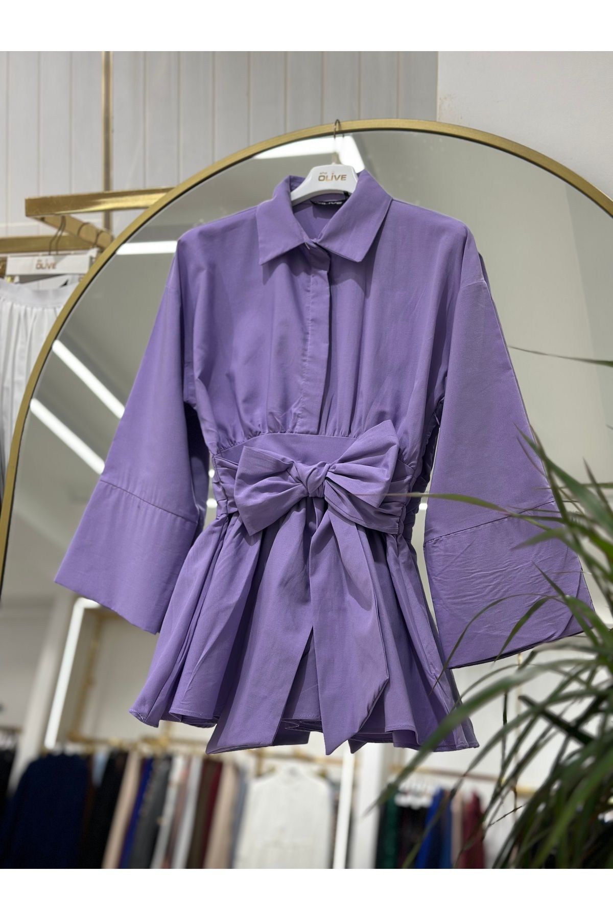 She Olive Belden Fiyonk bağlamalı tunik