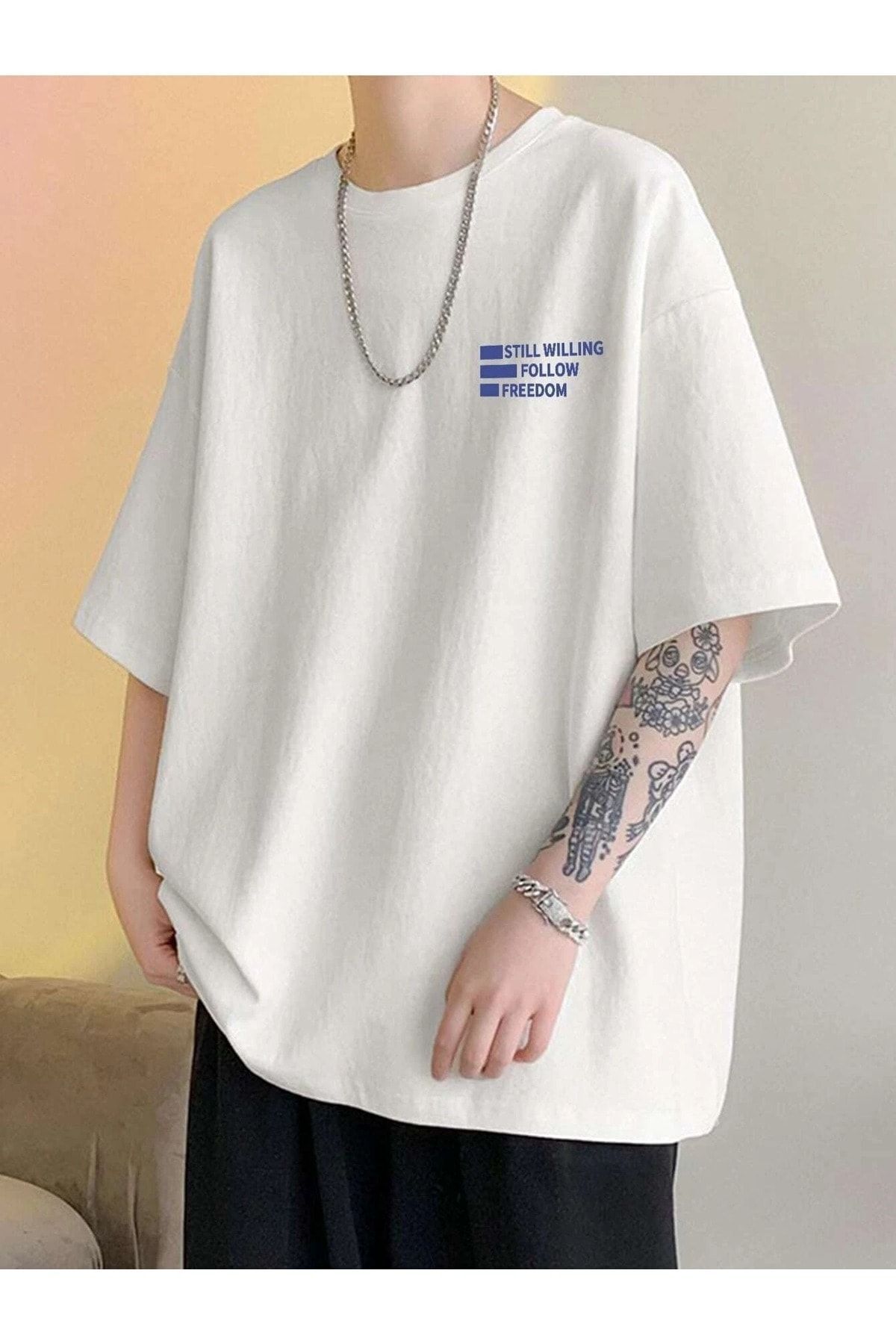Boi Still Willing Baskılı Oversize Kadın ve Erkek T-shirt Salaş Boyfirend
