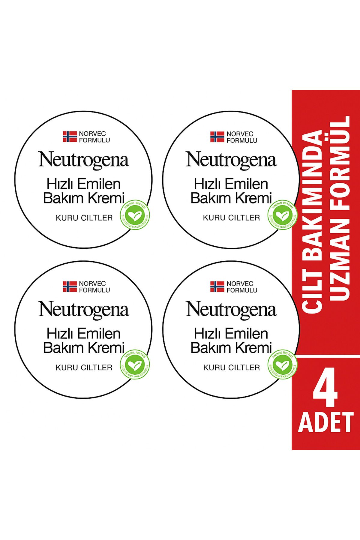 Neutrogena Hızlı Emilen Bakım Kremi 200 ml x 4 Adet – Kuru Ciltler İçin Yoğun Nemlendirme