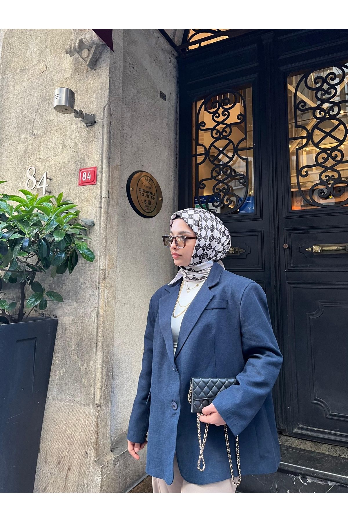 lamina Keten Oversize Mng Astarlı Blazer Lacivert