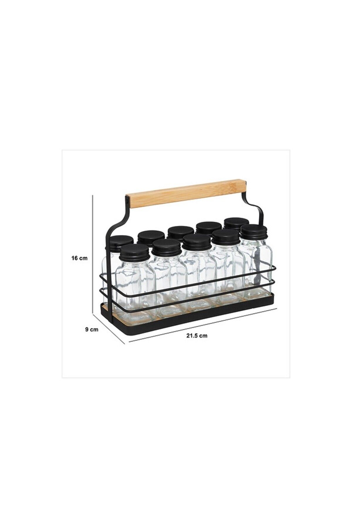 5 five simply smart-Set de 10 recipiente Gortex, pentru condimente, în suport, sticlă, metal negru, 21,5 x 9 x Î 16 cm 3