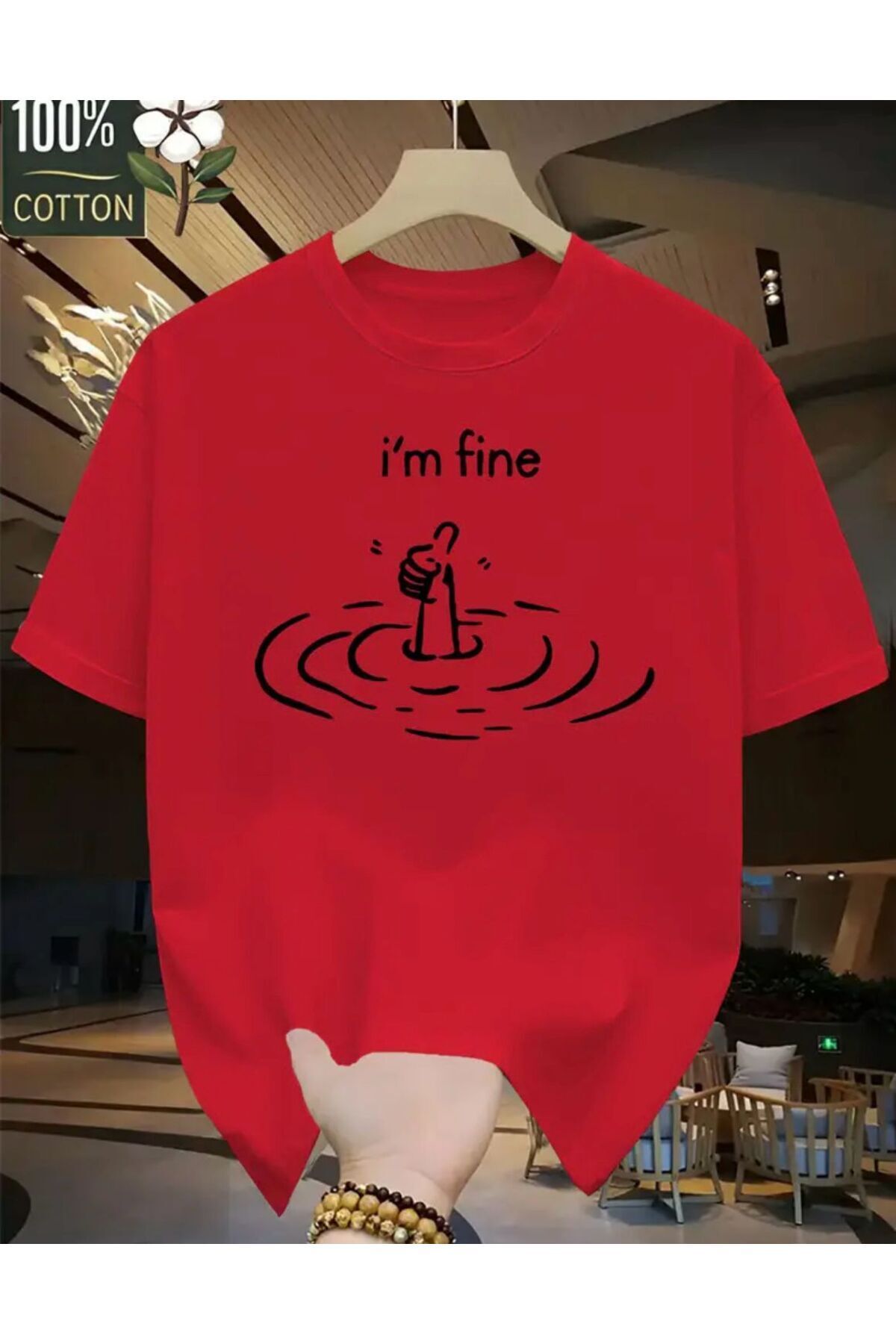 Hunors Sportswear & Company I'm Fıne Baskılı Basic T-Shirt