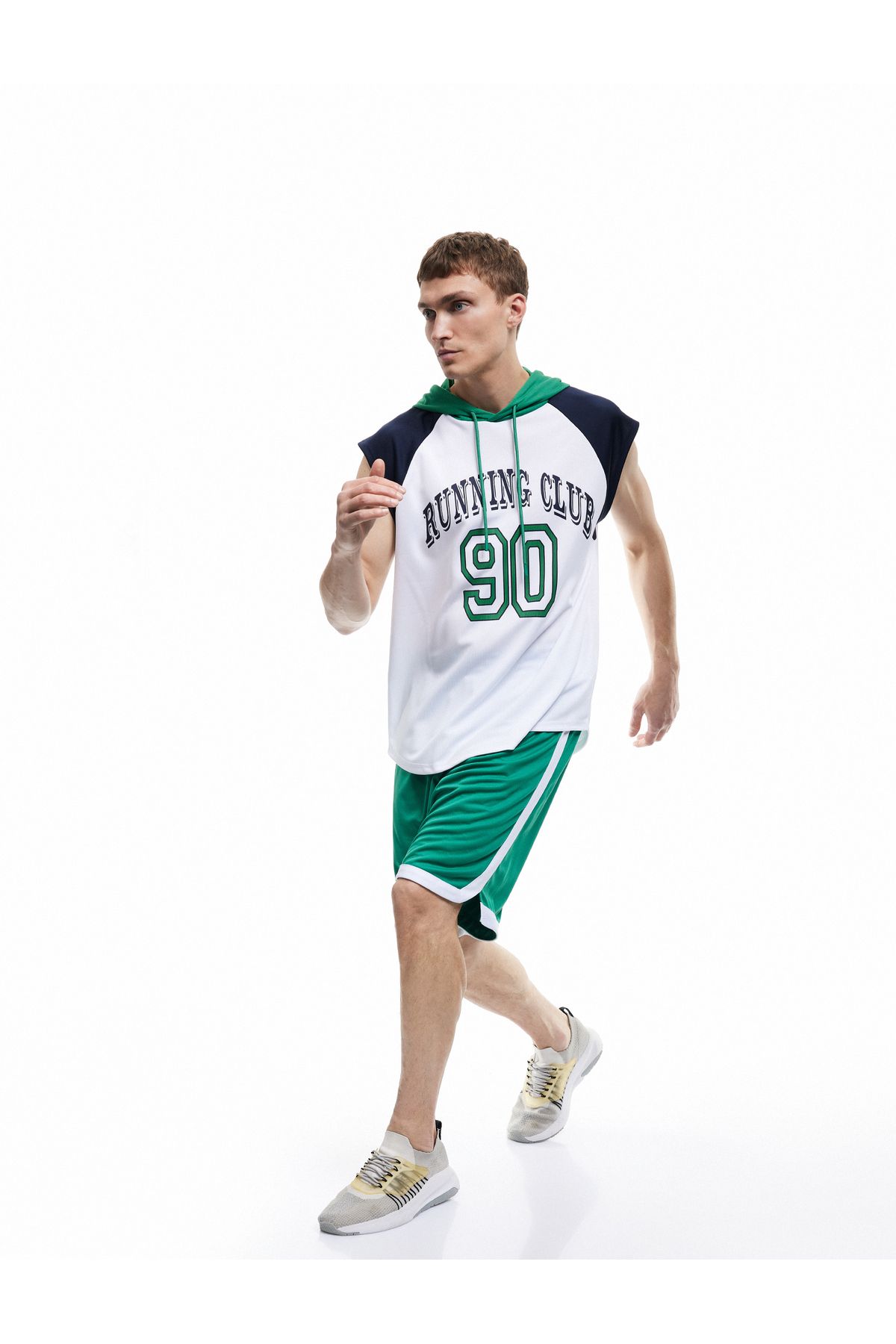 Koton Kapşonlu Reglan Kol Baskılı Oversize Spor Atlet
