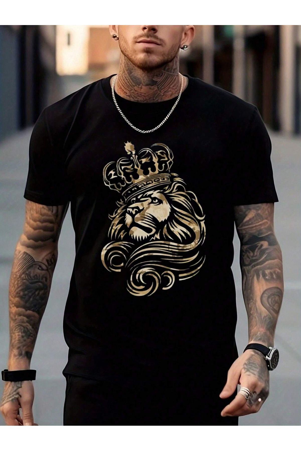 Hunors Sportswear & Company Aslan Baskılı Pamuk T-shirt