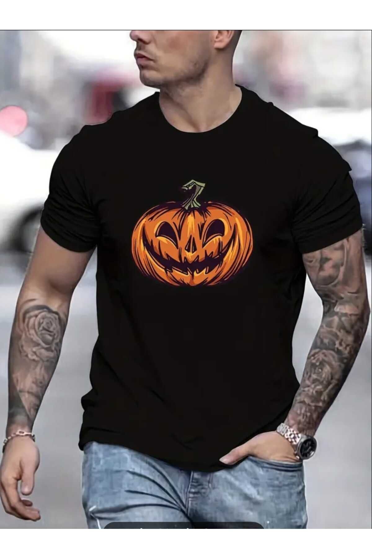 Hunors Sportswear & Company Halloween Balkabağı Baskılı Oversize Salaş Boyfriend T-shirt