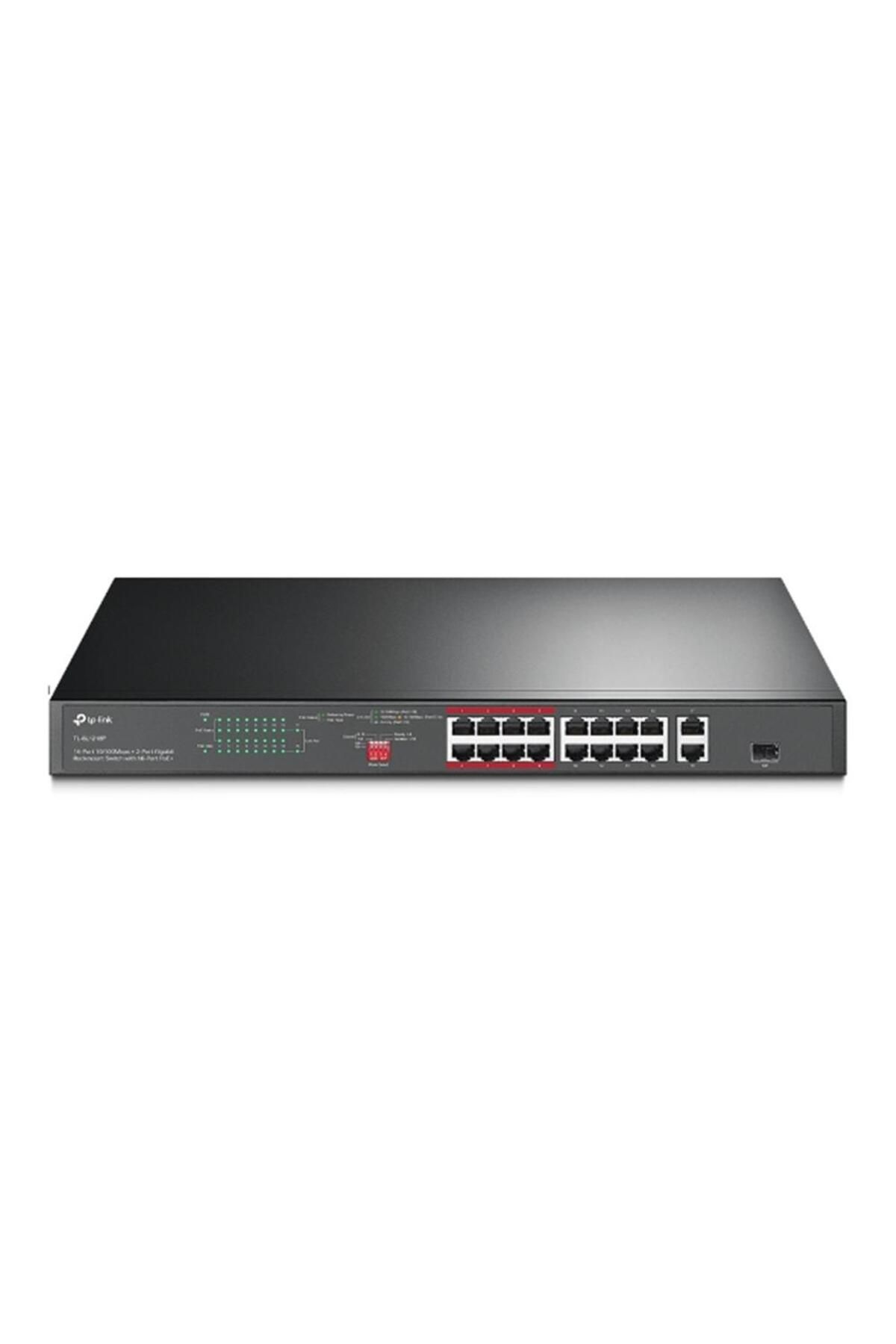 Vobotek Teknoloji -Link TL-SL1218P 16 Port 10-100 2 Port 10-100-1000 Mbps Poe+ Switch 2 Port SFP Rack Mount