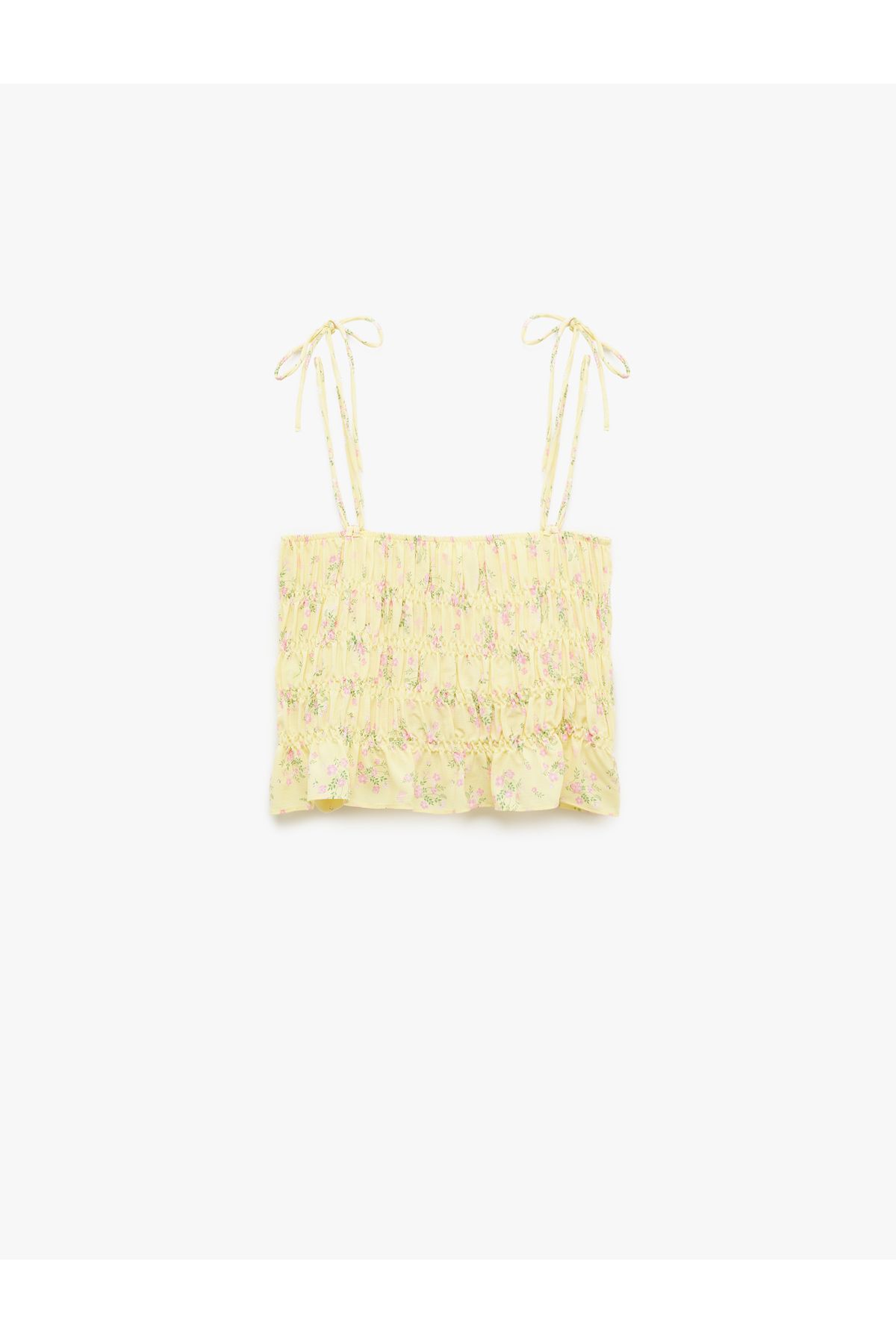 Koton-Viscose Fabric Gipe Detailed Floral Thin Strap Crop Bustier 4