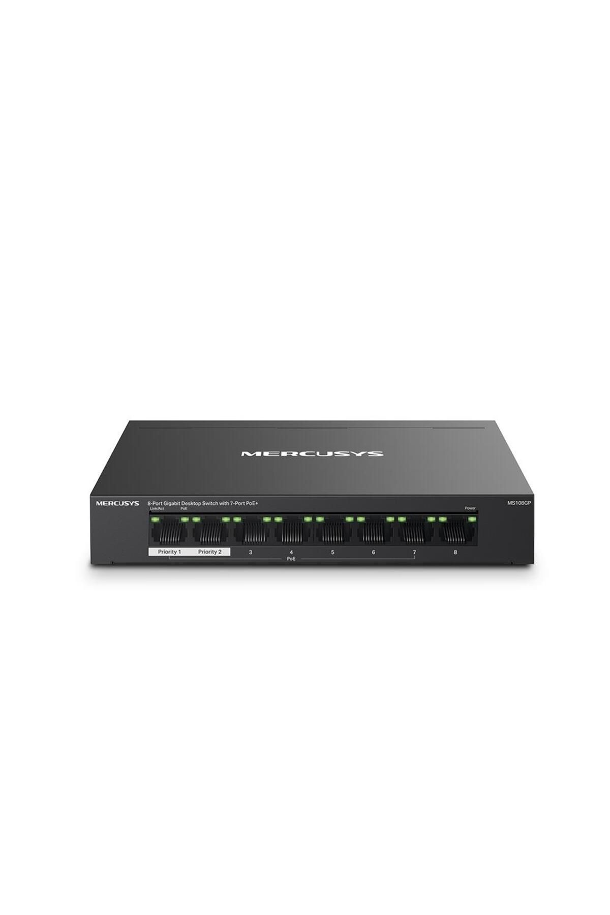 Vobotek Teknoloji -Link Mercusys MS108GP 7 Port 10-100-1000 Mbps Poe+ Switch Metal Kasa