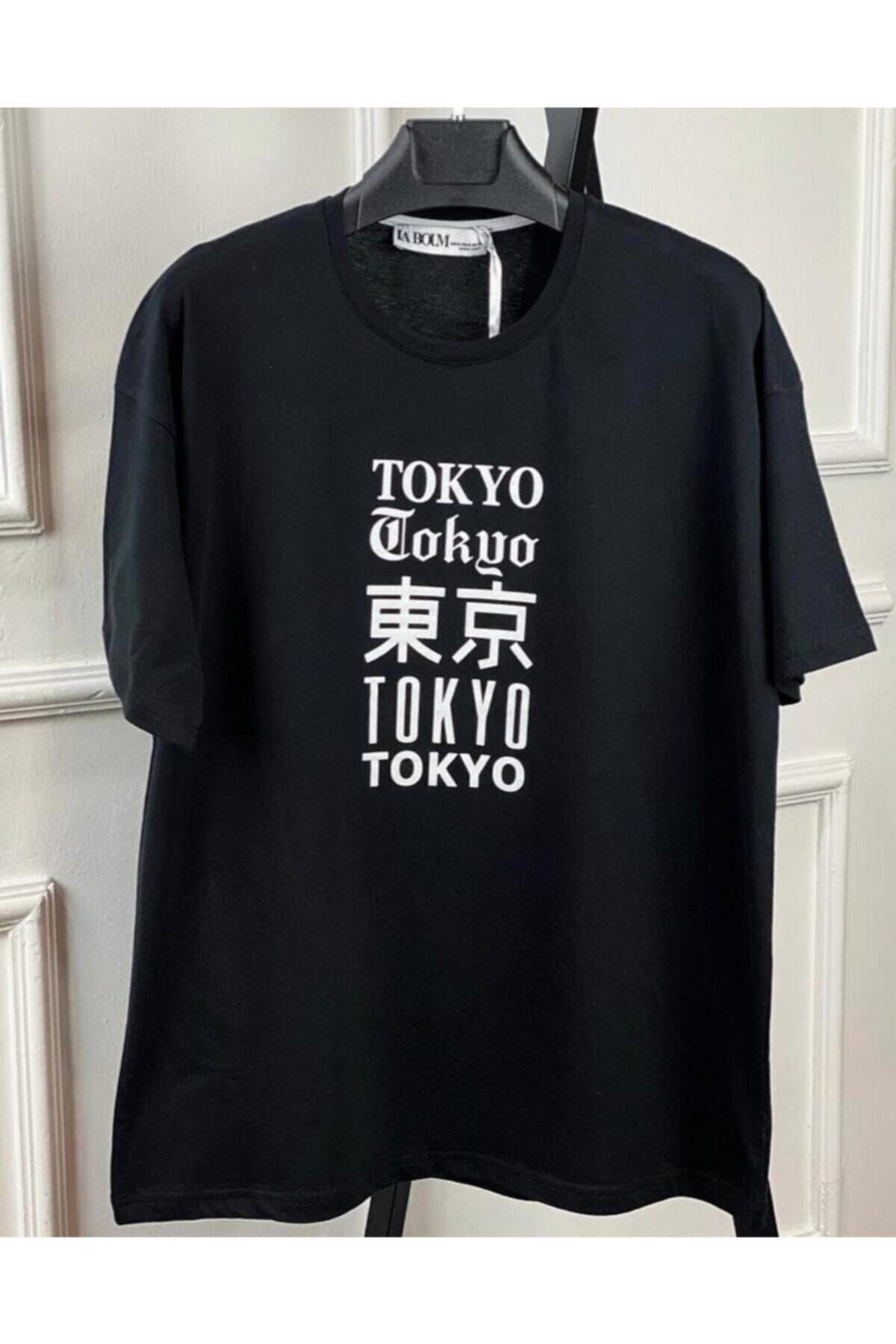 Boi Kadın ve Erkek Siyah Tokyo Oversize Tshirt