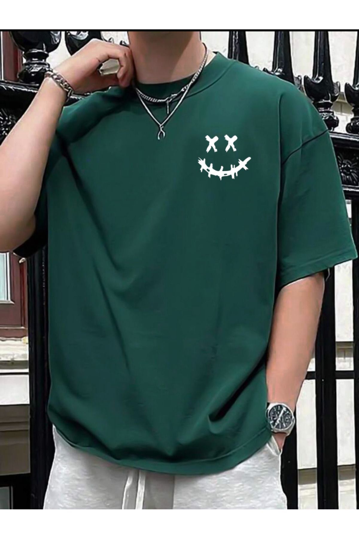 Hunors Sportswear & Company Gülen Yüz Baskı Unisex Tişört