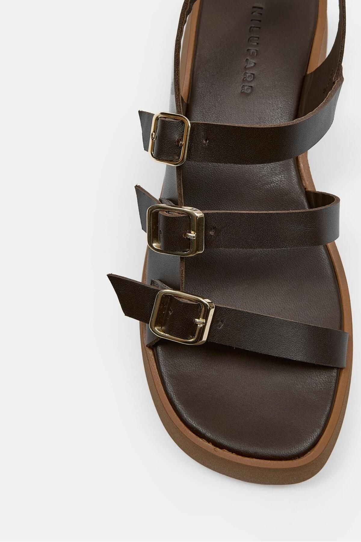 NILUFARR-Lindsay Bitter Brown Genuine Leather Women's Sandals 3