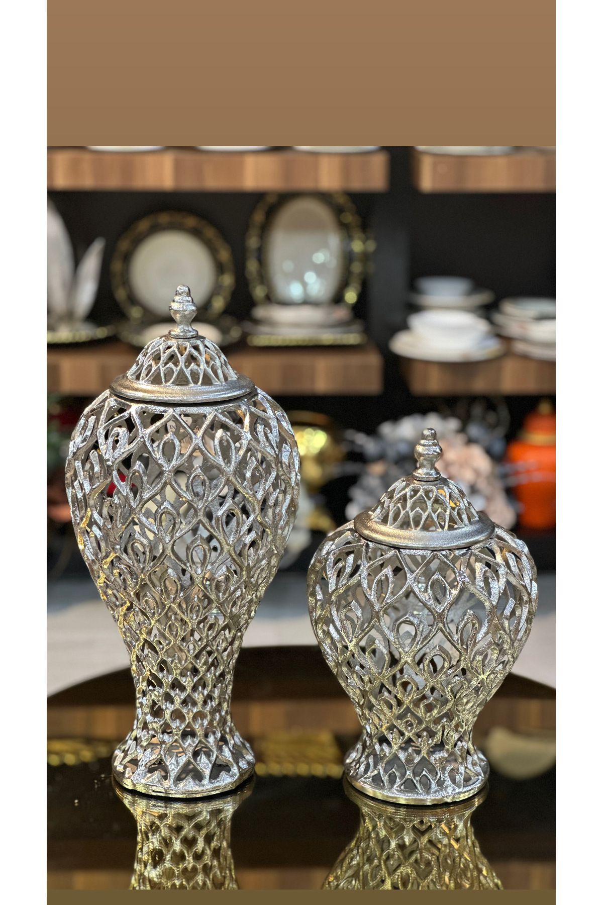 city gold İKİLİ KÜP PİRİNÇ GÜMÜŞ 40-52 Cm