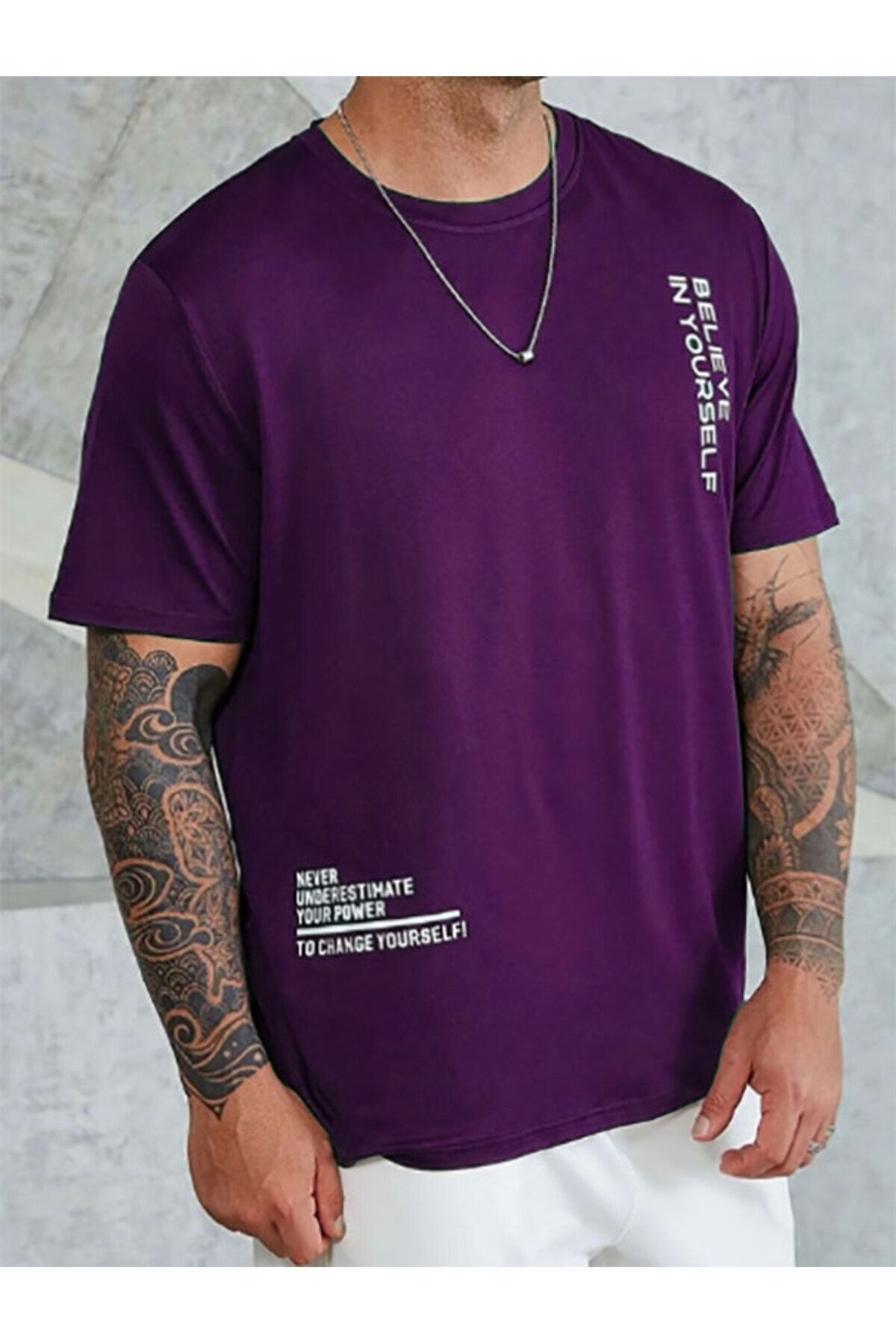 Hunors Sportswear & Company Unisex Believe Baskılı Bisiklet Yaka Tshirt