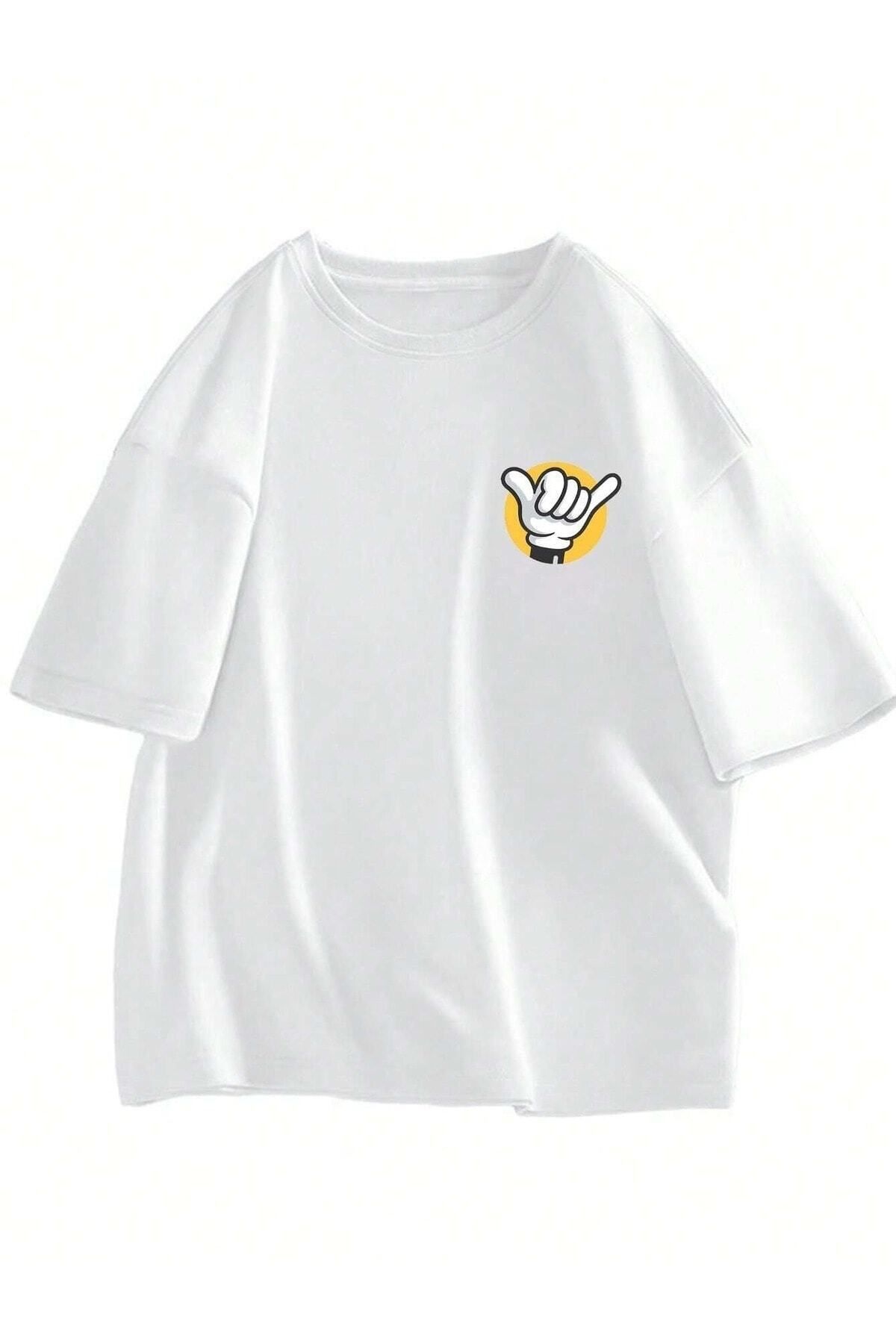 Hunors Sportswear & Company Baskılı Beyaz Oversize Erkek T-shirt Salaş Boyfirend